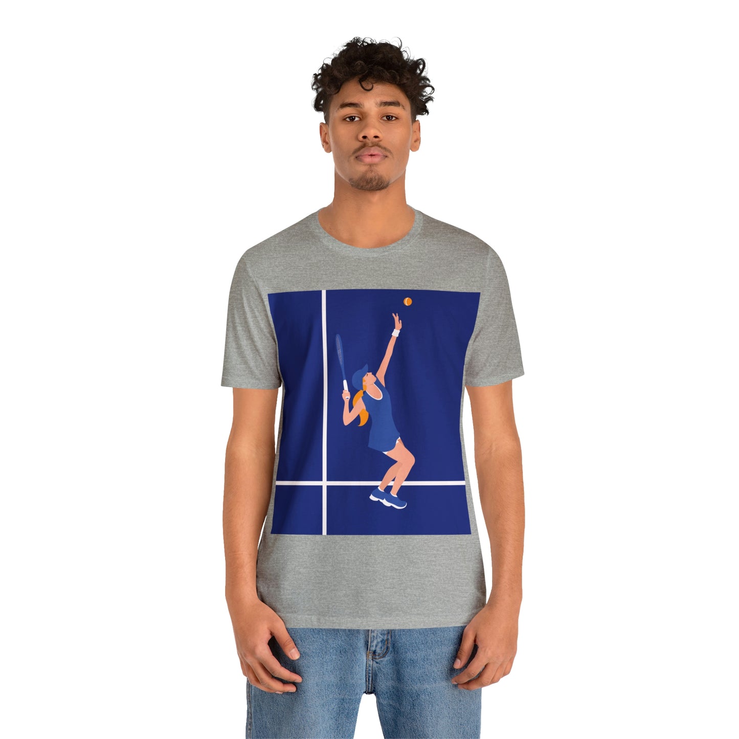 Tennis Player Blue Art Sports Team Unisex Jersey Short Sleeve T-Shirt