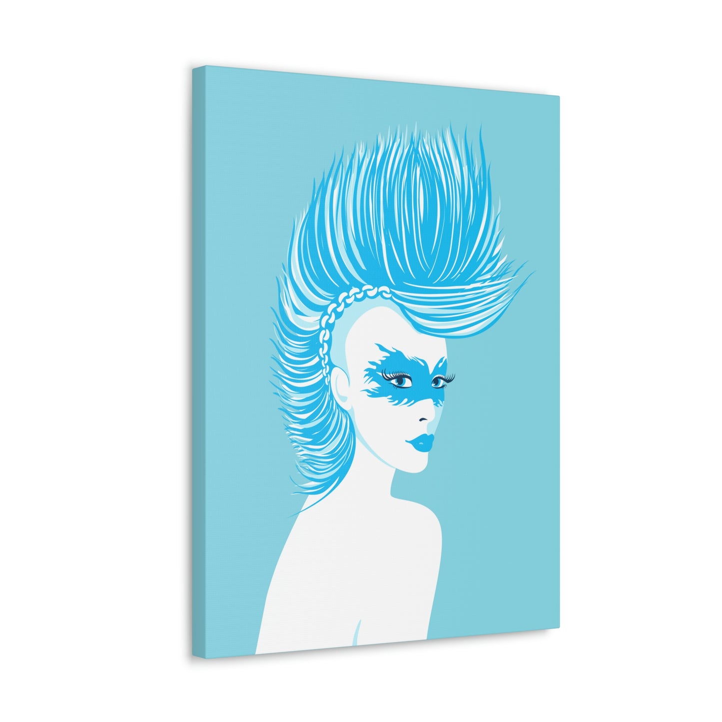 Blue Punk Woman Art Unique Edgy Graphic Aesthetic Classic Art Canvas Gallery Wraps