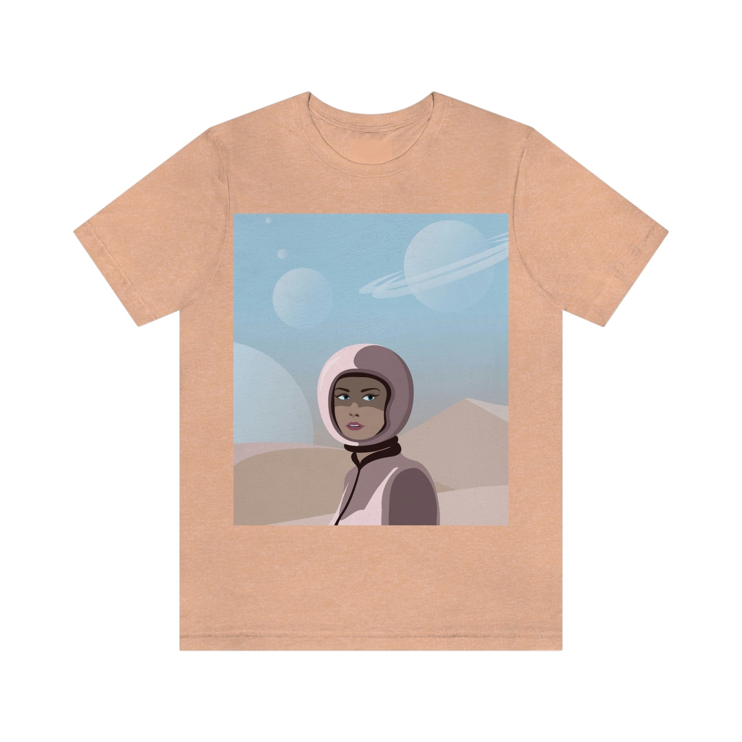 Astronaut Woman Aliens Minimal Art Aesthetic Unisex Jersey Short Sleeve T-Shirt