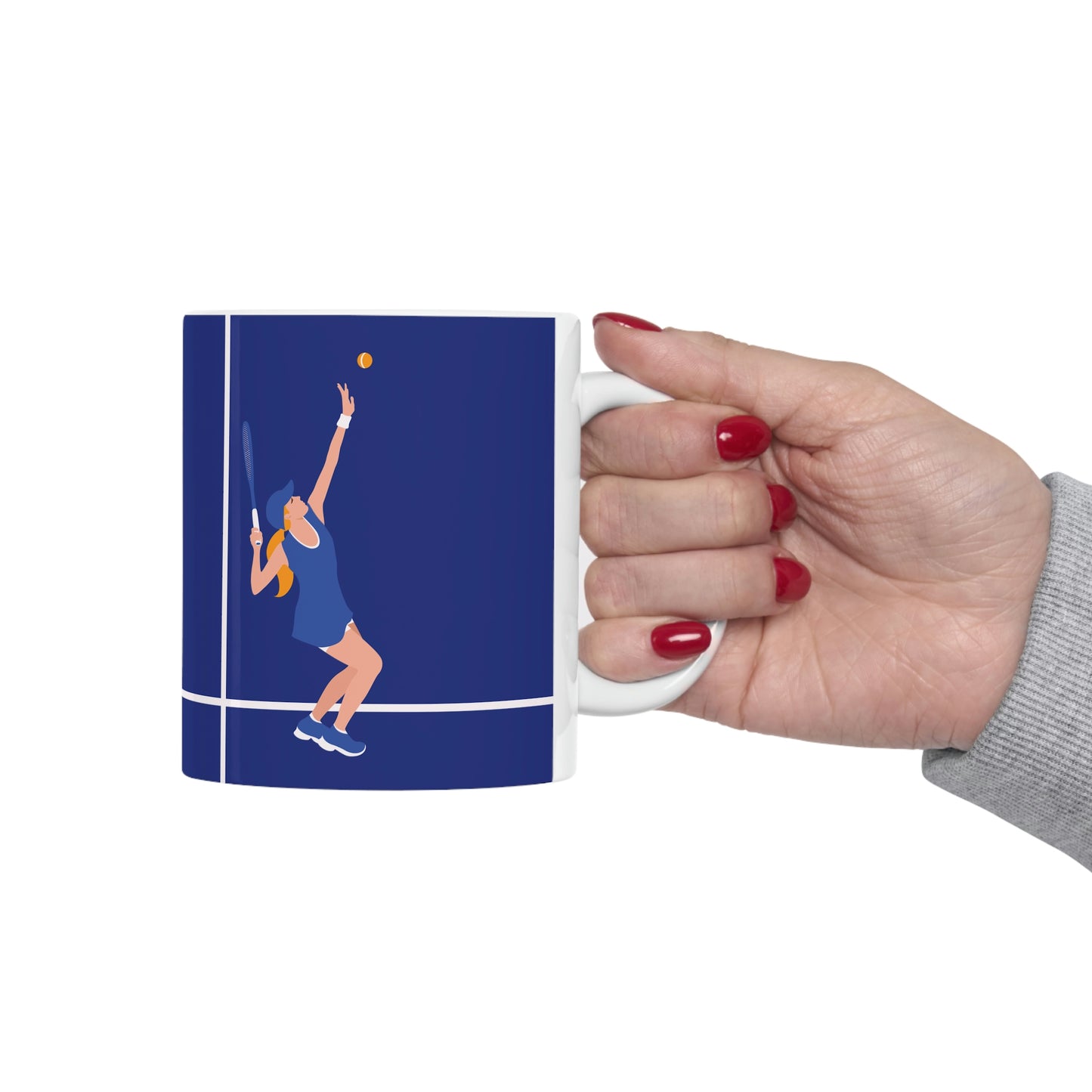 Tennis Player Blue Art Sports Team Ceramic Mug 11oz