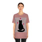 Black Cat with Heart Love Unisex Jersey Short Sleeve T-Shirt