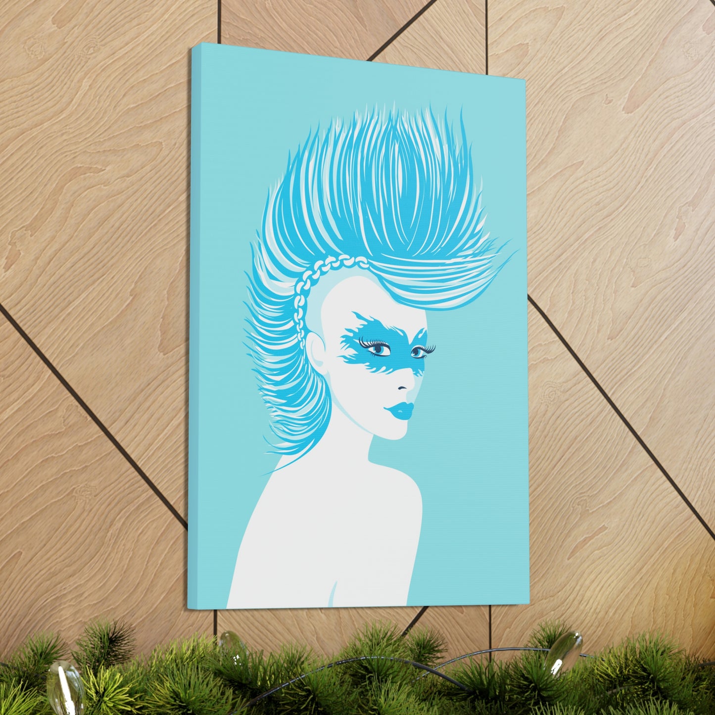 Blue Punk Woman Art Unique Edgy Graphic Aesthetic Classic Art Canvas Gallery Wraps