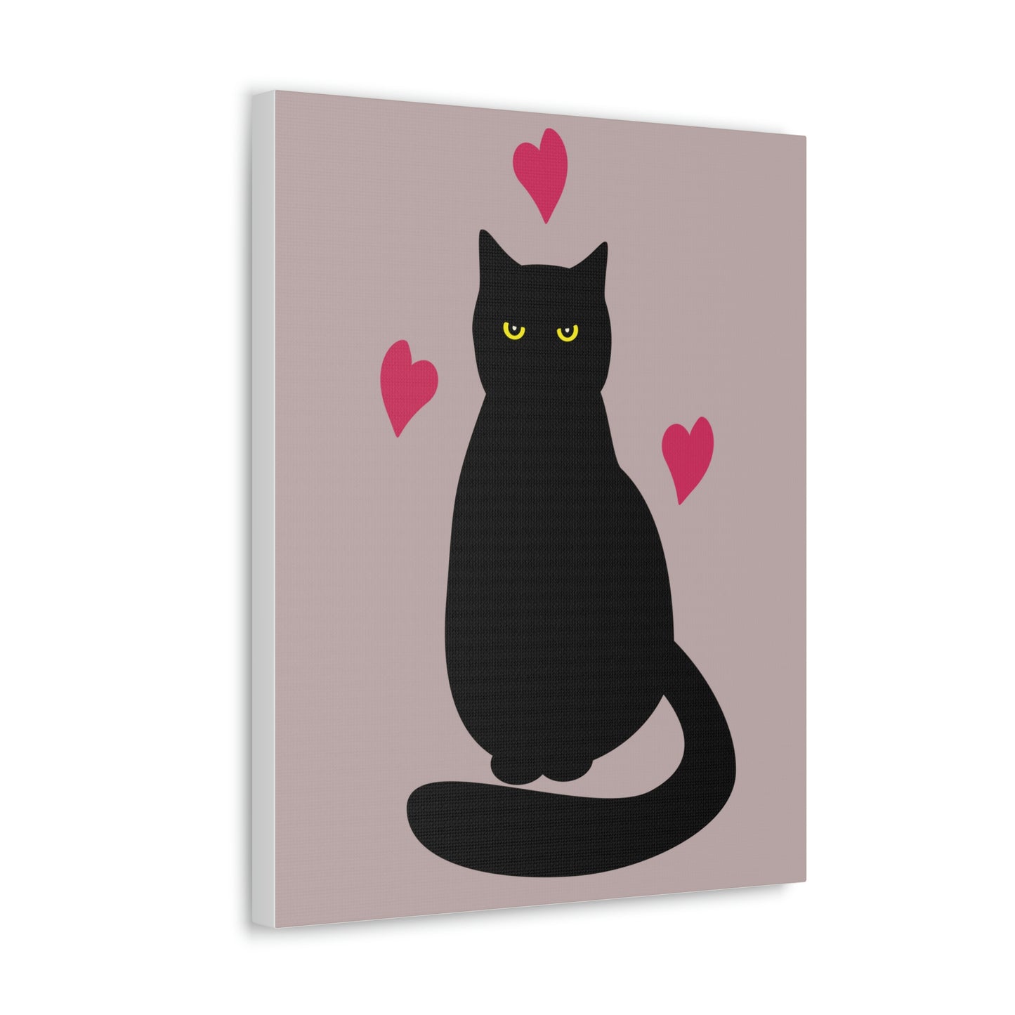 Black Cat with Heart Love Aesthetic Classic Art Canvas Gallery Wraps