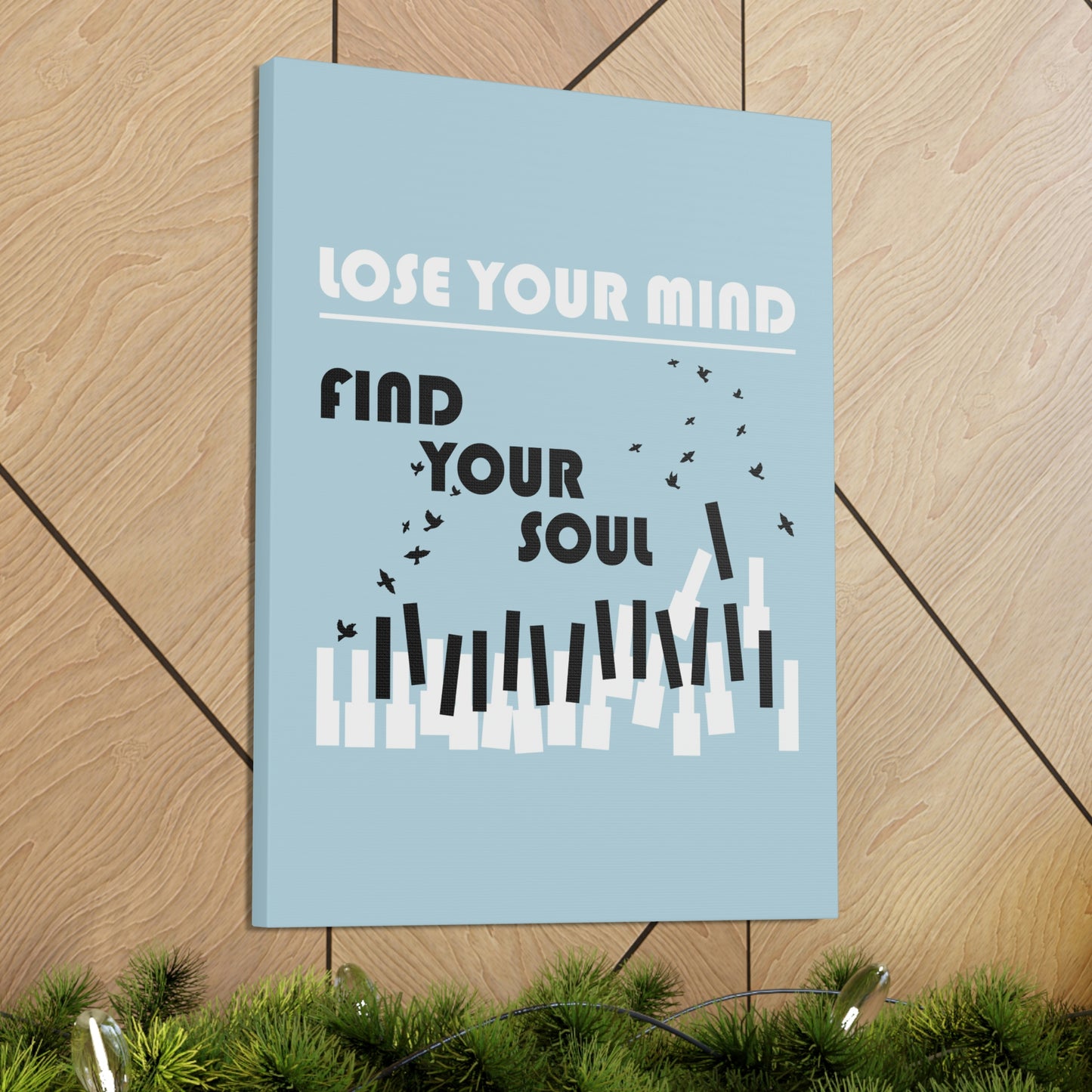 Lose Your Mind Find your Soul Flying birds Piano Keys Music Aesthetic Classic Art Canvas Gallery Wraps