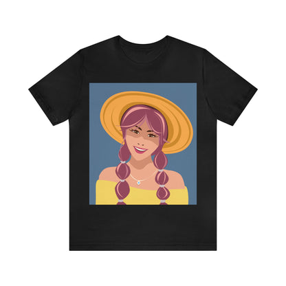 Happy Woman with Rose Hair Aesthetic Art Unisex Jersey Short Sleeve T-Shirt