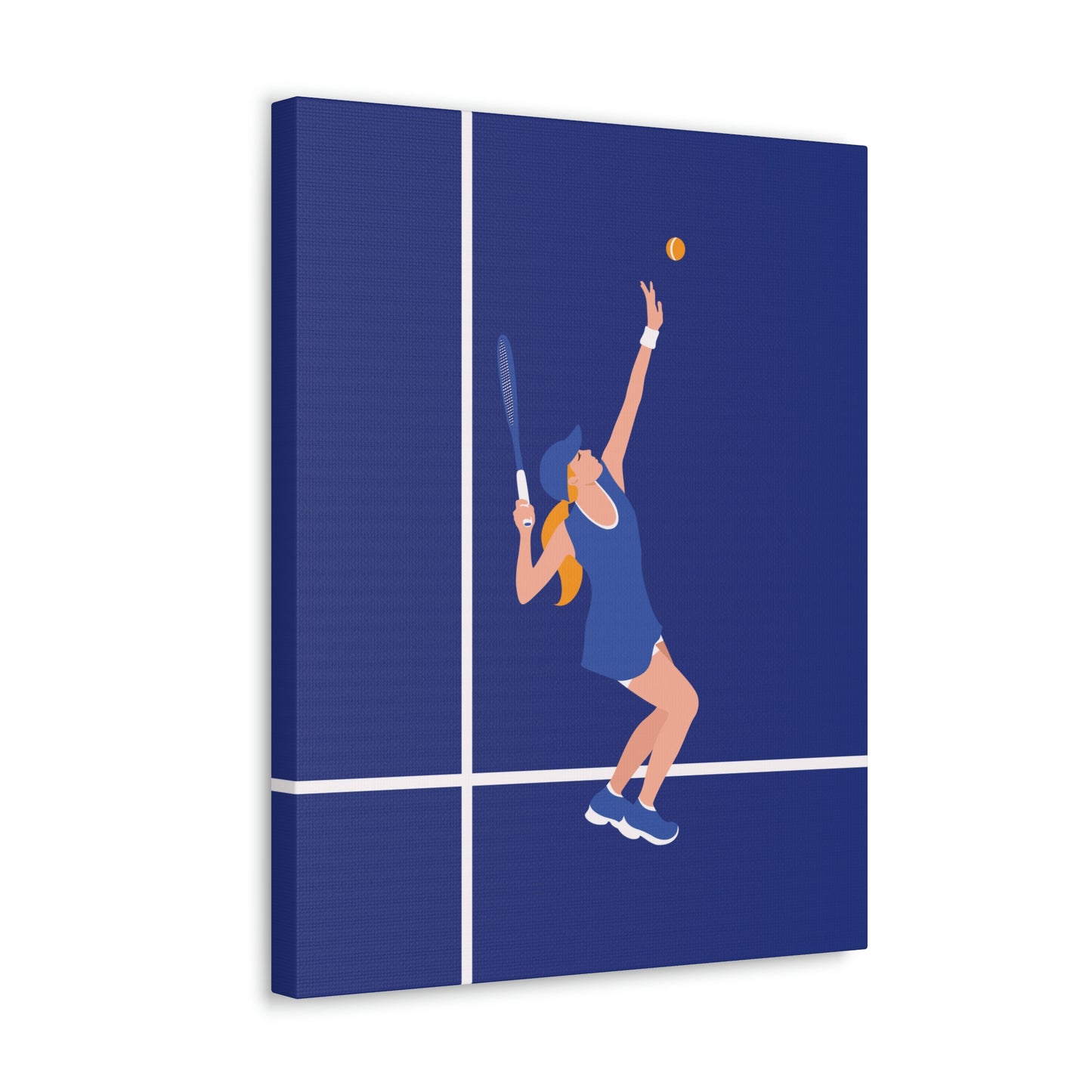 Tennis Player Blue Art Sports Team Classic Art Canvas Gallery Wraps