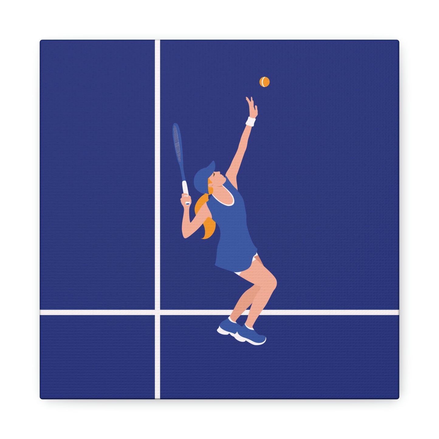 Tennis Player Blue Art Sports Team Classic Art Canvas Gallery Wraps