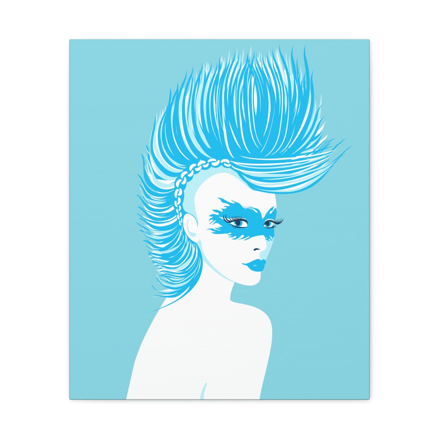 Blue Punk Woman Art Unique Edgy Graphic Aesthetic Classic Art Canvas Gallery Wraps