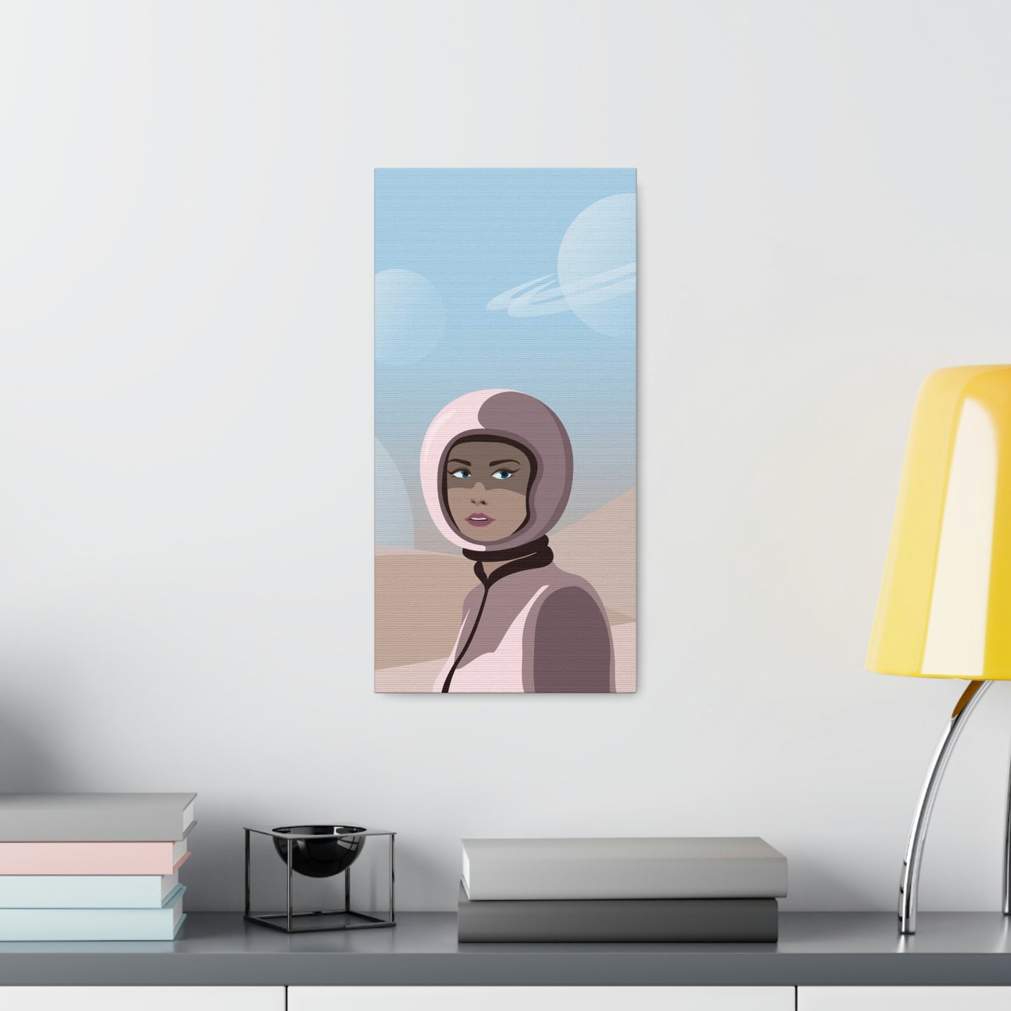 Astronaut Woman Aliens Minimal Aesthetic Classic Art Canvas Gallery Wraps