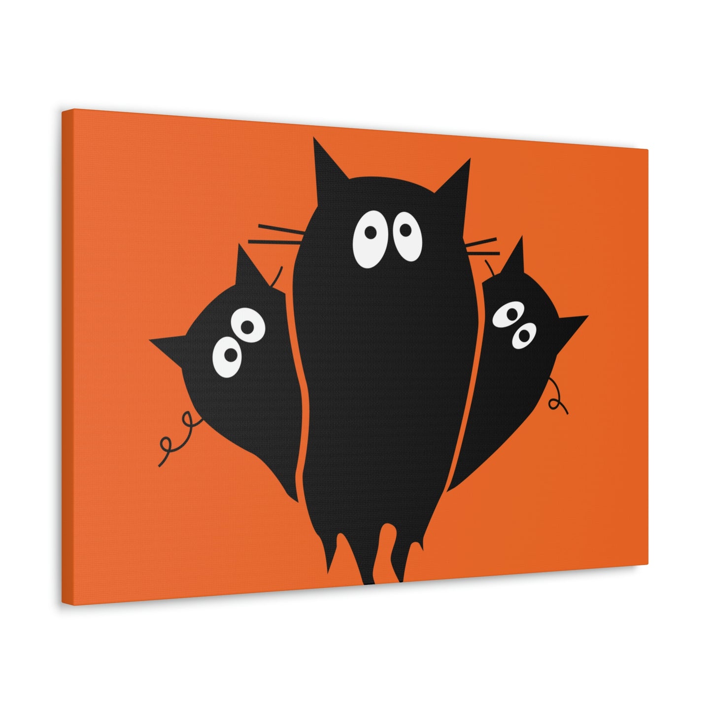 Funny Black Cats Lovers Watching Eyes Cartoon Halloween Meme Aesthetic Classic Art Canvas Gallery Wraps