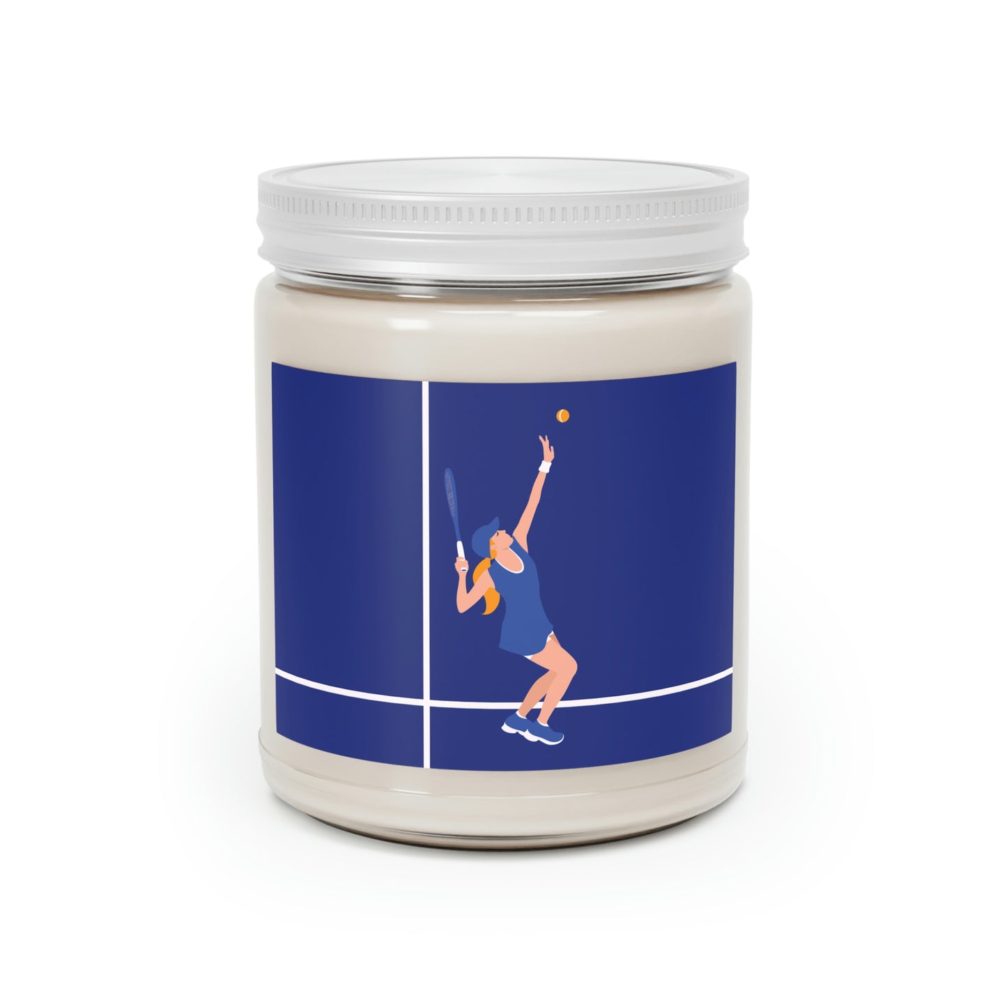 Tennis Player Blue Art Sports Team Scented Candle Up to 60hSoy Wax 9oz