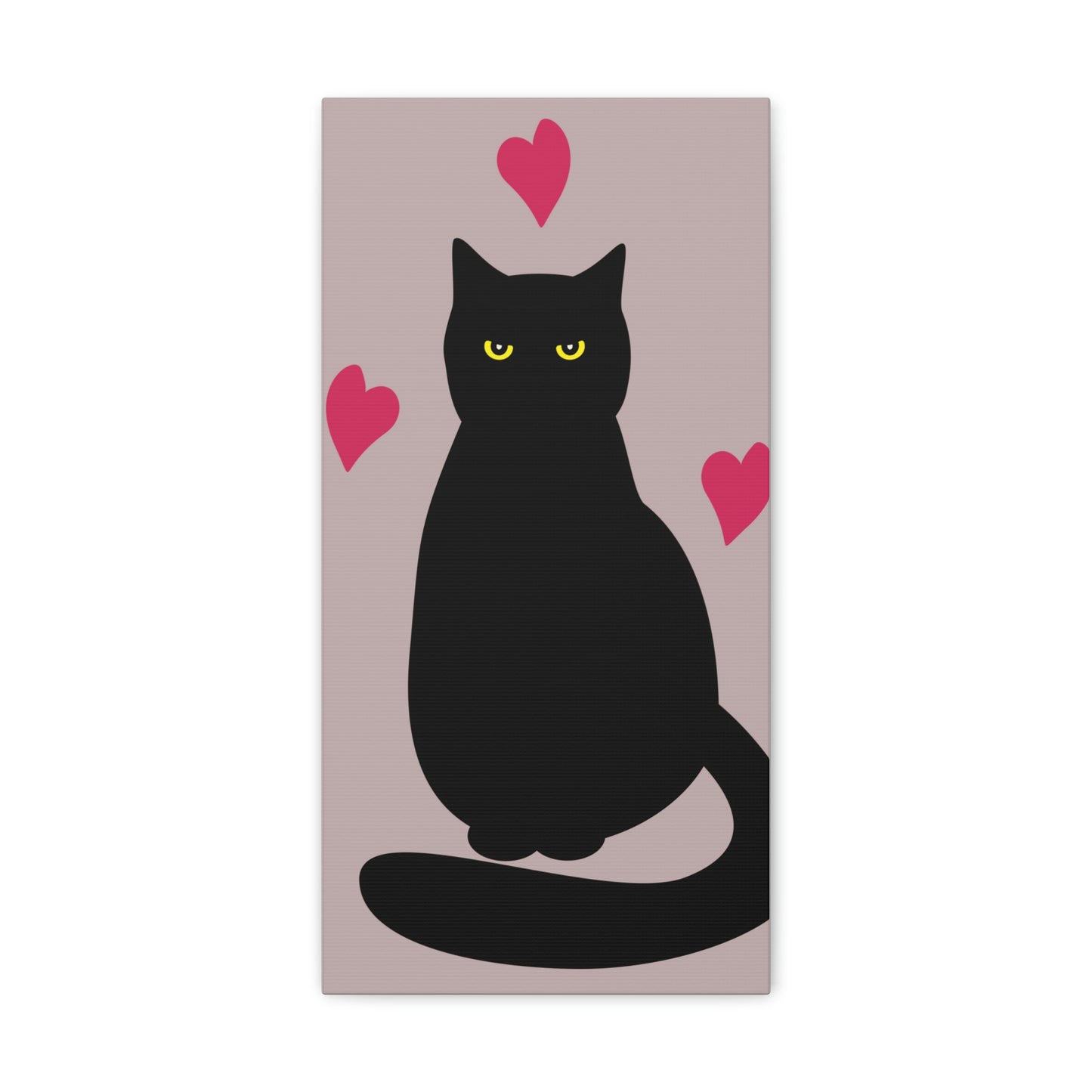 Black Cat with Heart Love Aesthetic Classic Art Canvas Gallery Wraps