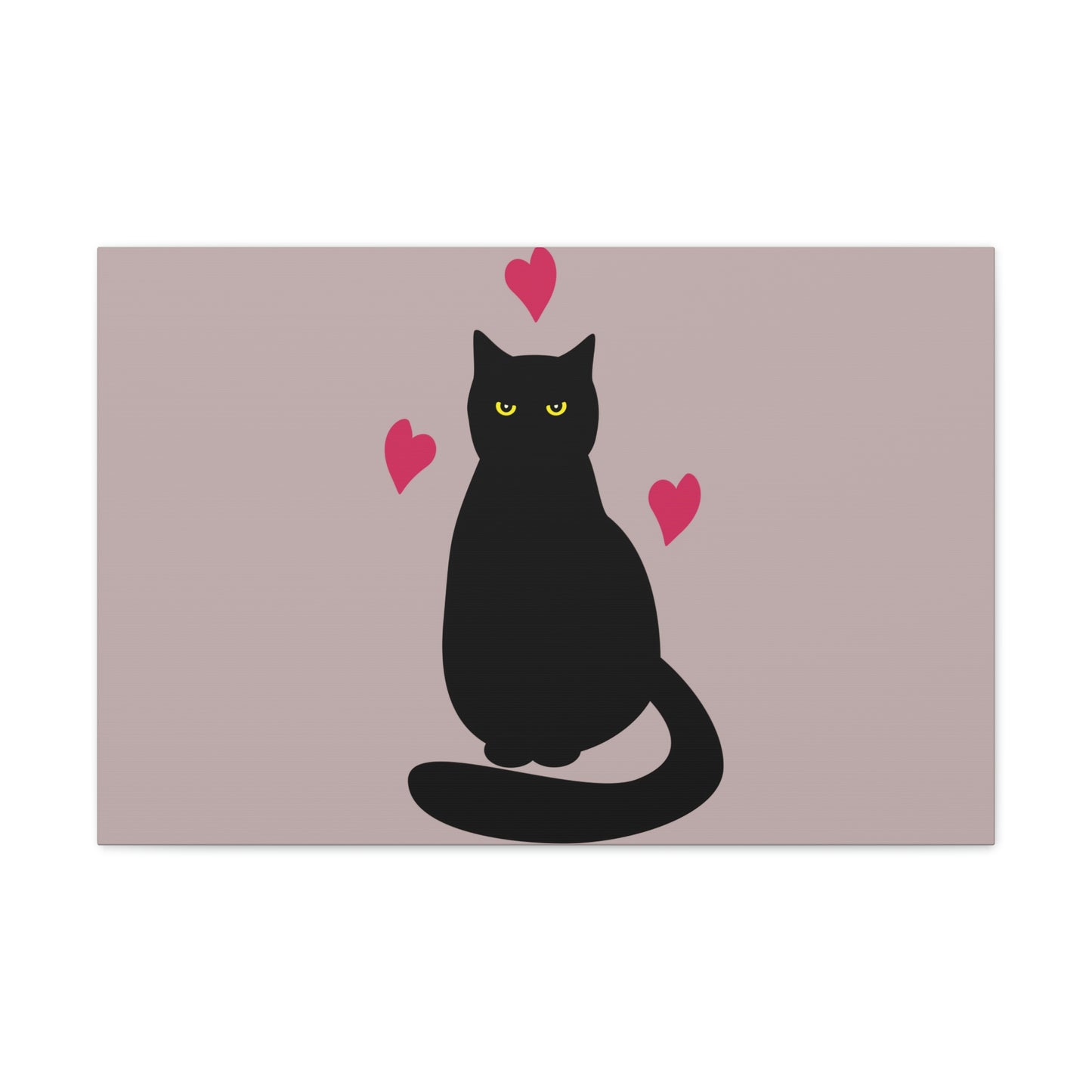 Black Cat with Heart Love Aesthetic Classic Art Canvas Gallery Wraps