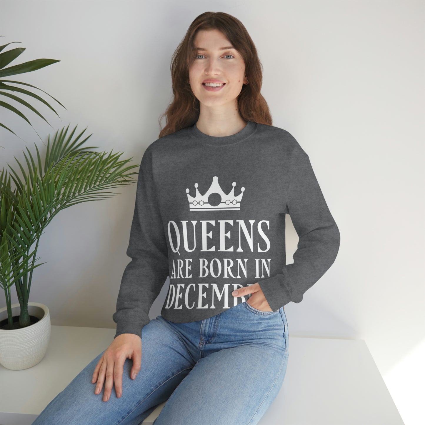 Queens Are Born in December Unisex Heavy Blend™ Crewneck Sweatshirt