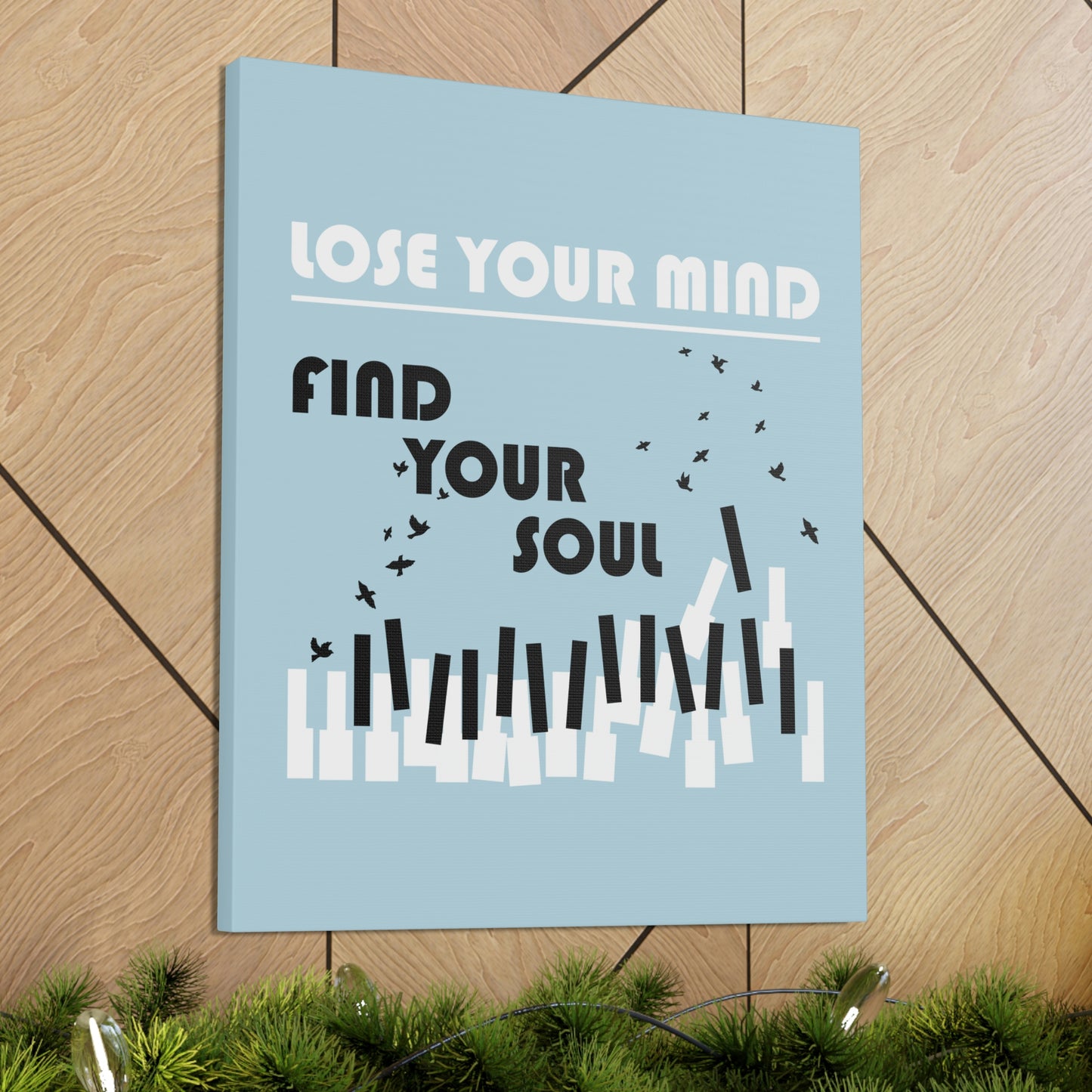 Lose Your Mind Find your Soul Flying birds Piano Keys Music Aesthetic Classic Art Canvas Gallery Wraps