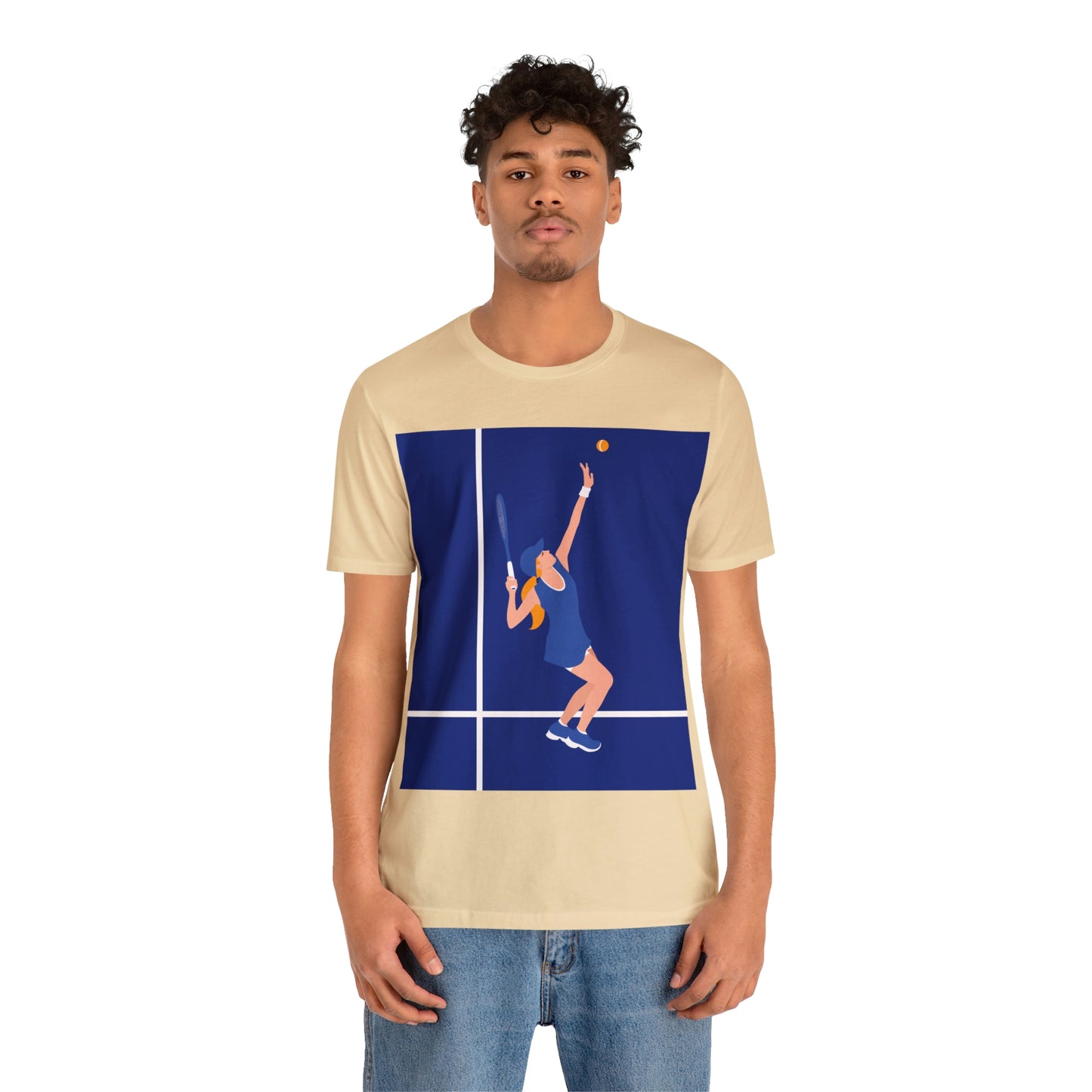 Tennis Player Blue Art Sports Team Unisex Jersey Short Sleeve T-Shirt