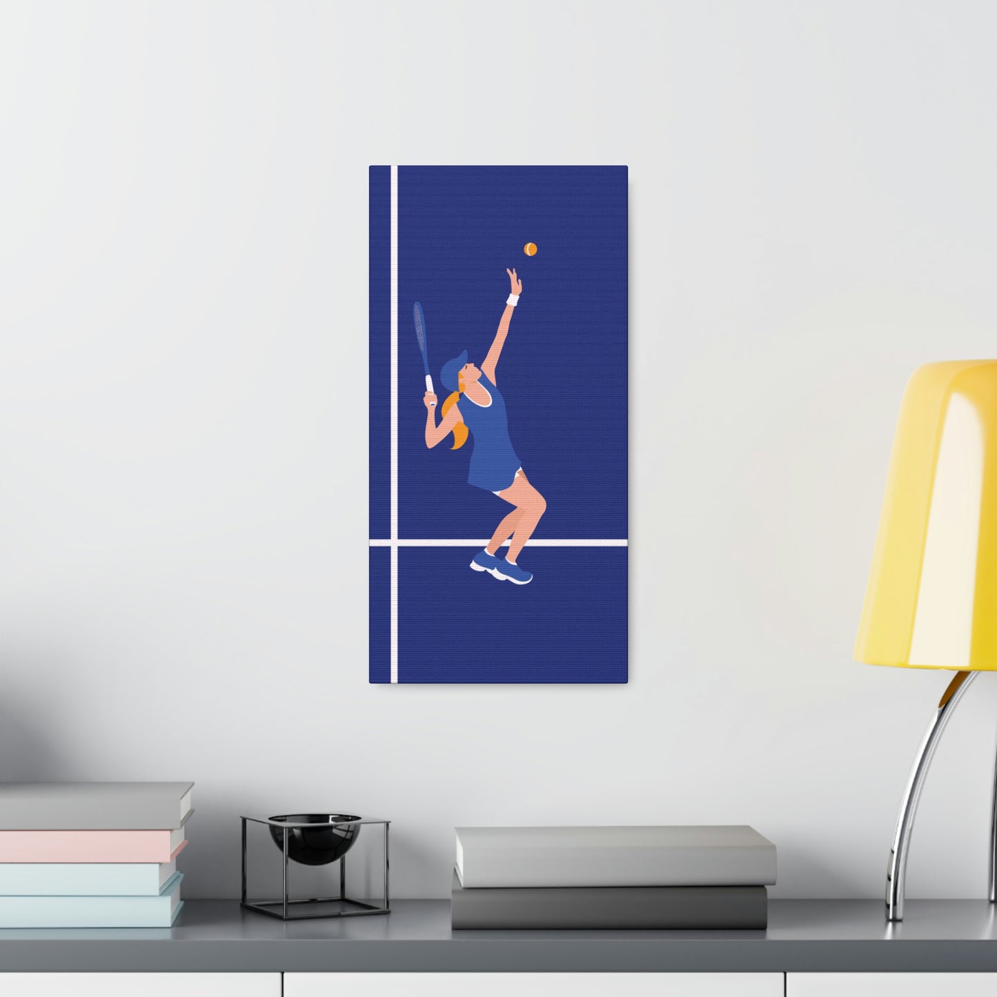 Tennis Player Blue Art Sports Team Classic Art Canvas Gallery Wraps