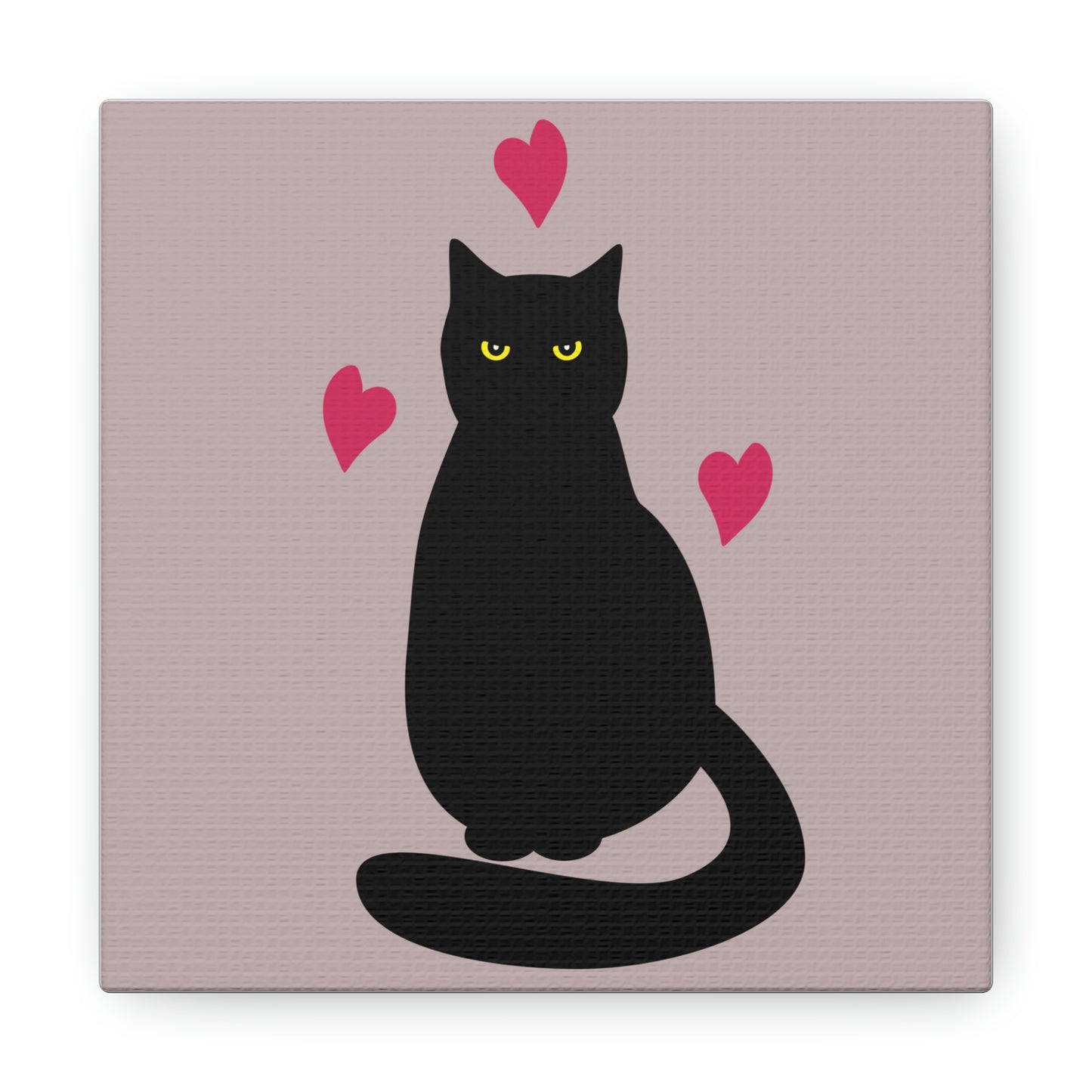 Black Cat with Heart Love Aesthetic Classic Art Canvas Gallery Wraps