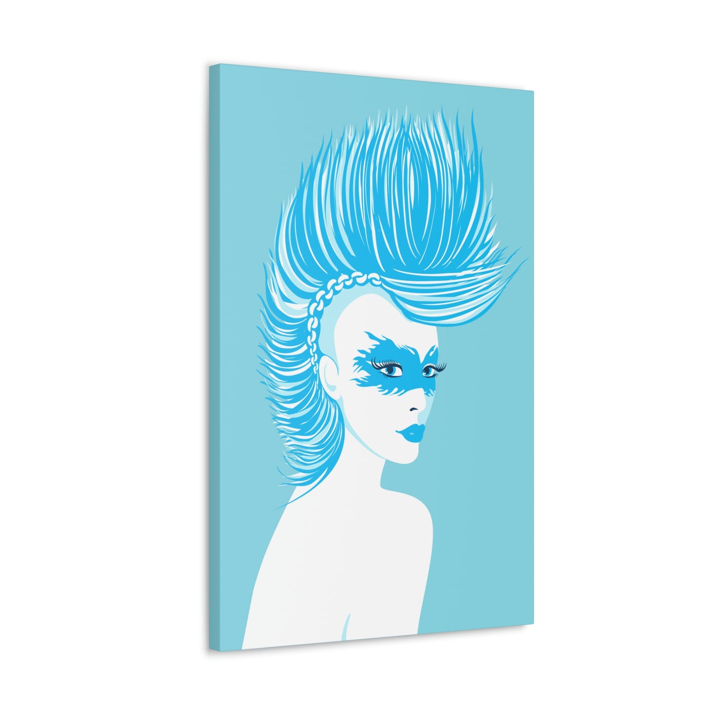 Blue Punk Woman Art Unique Edgy Graphic Aesthetic Classic Art Canvas Gallery Wraps