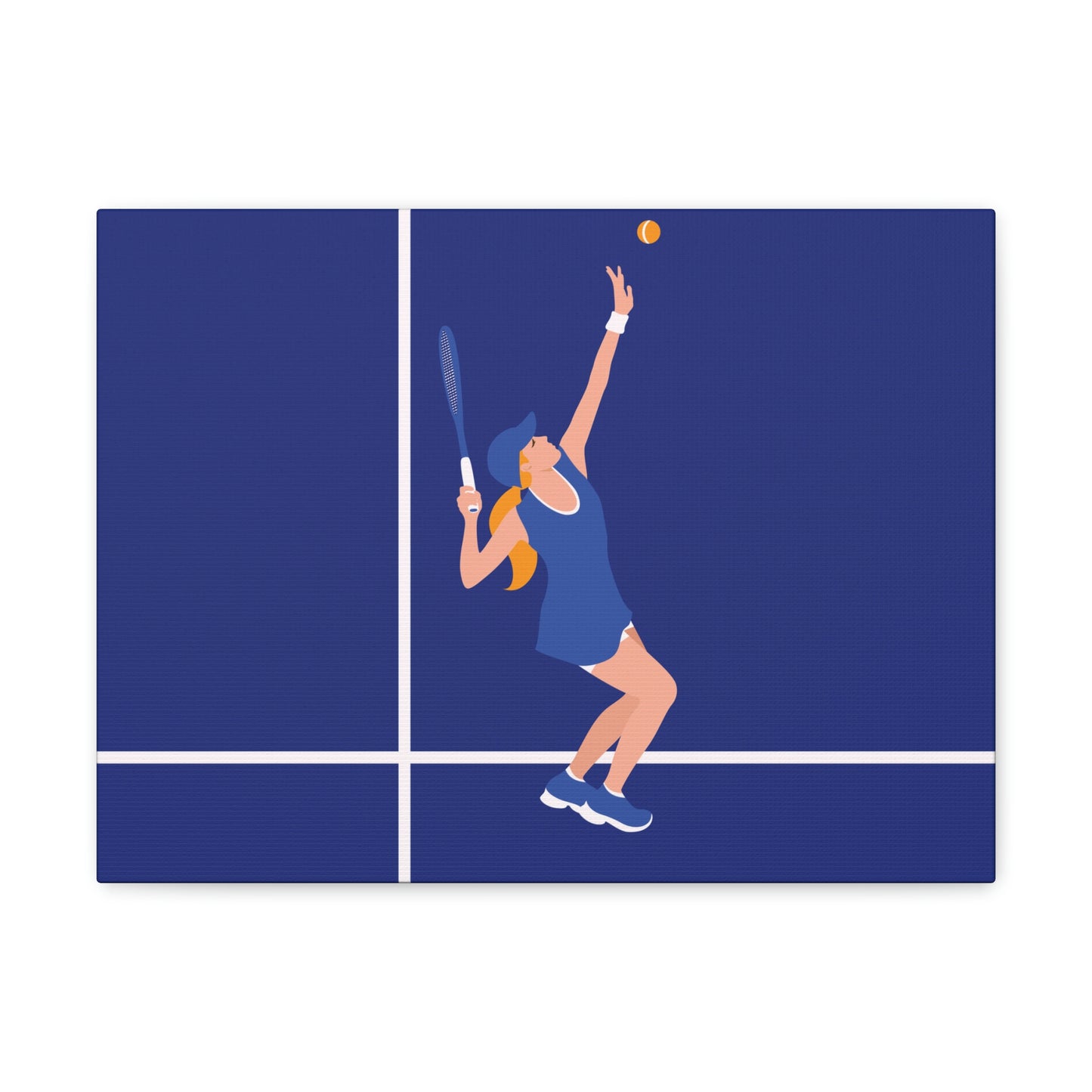 Tennis Player Blue Art Sports Team Classic Art Canvas Gallery Wraps