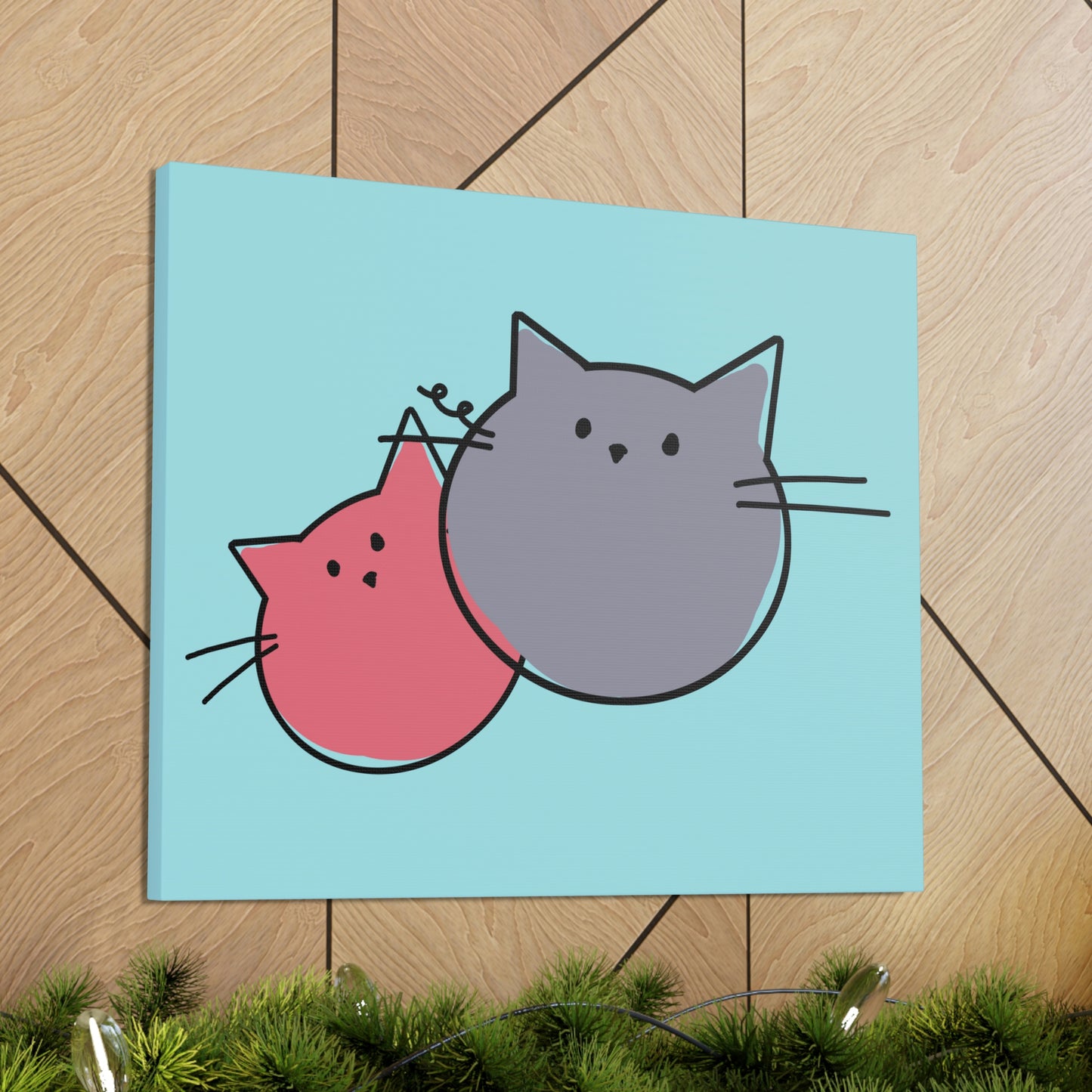 Funny Cartoon Cats Anime Meme Kawaii  Aesthetic Classic Art Canvas Gallery Wraps