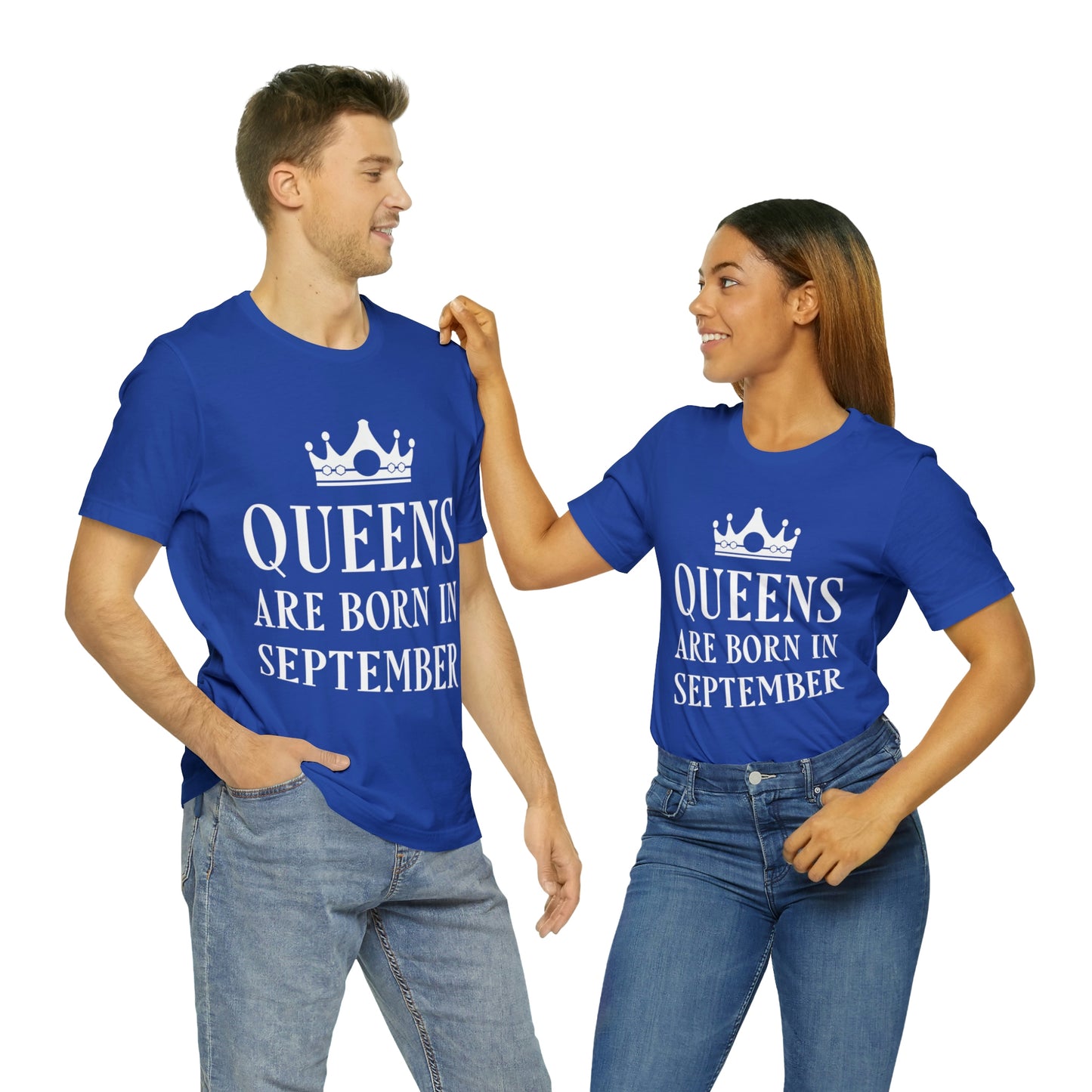 Queens Are Born in September Happy Birthday Unisex Jersey Short Sleeve T-Shirt