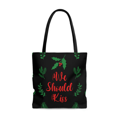 We Should Kiss Leaves Quotes AOP Tote Bag