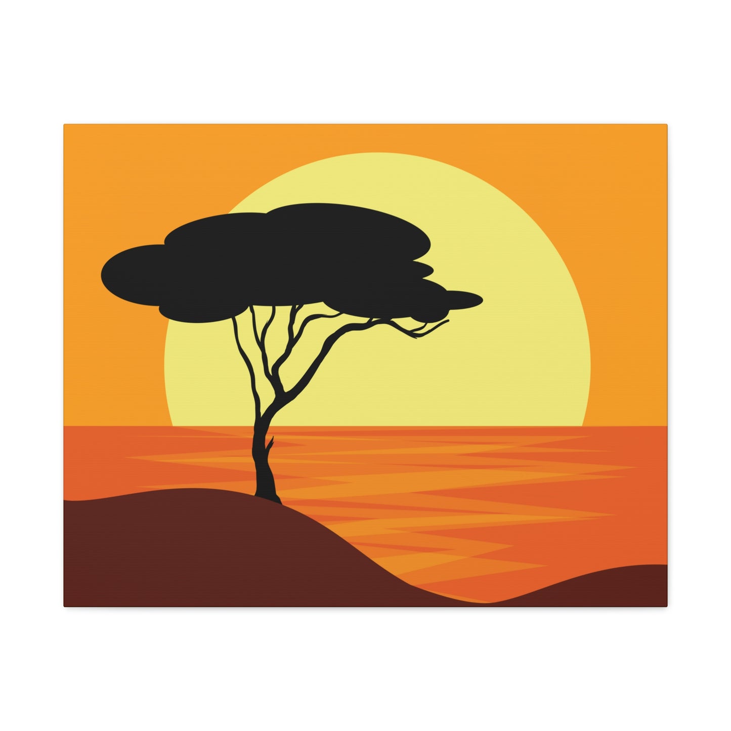 Africa Savanna Sunset Minimal Landscape View Aesthetic Classic Art Canvas Gallery Wraps