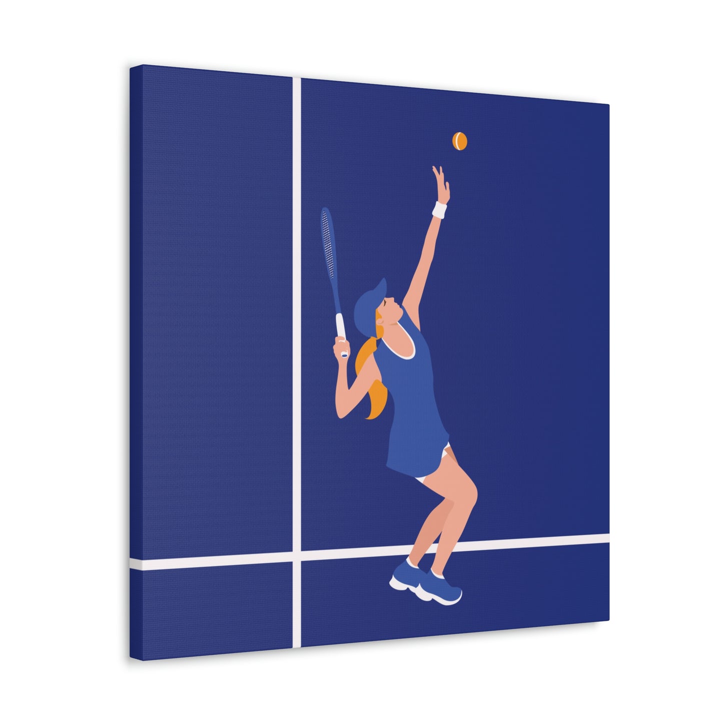 Tennis Player Blue Art Sports Team Classic Art Canvas Gallery Wraps