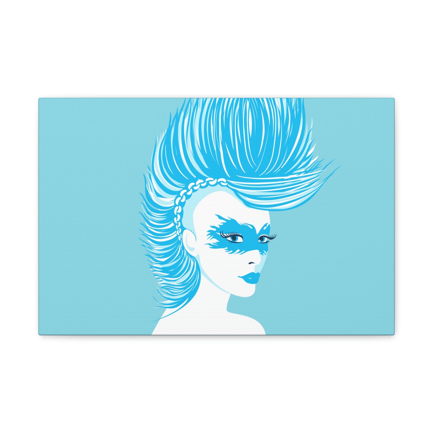 Blue Punk Woman Art Unique Edgy Graphic Aesthetic Classic Art Canvas Gallery Wraps