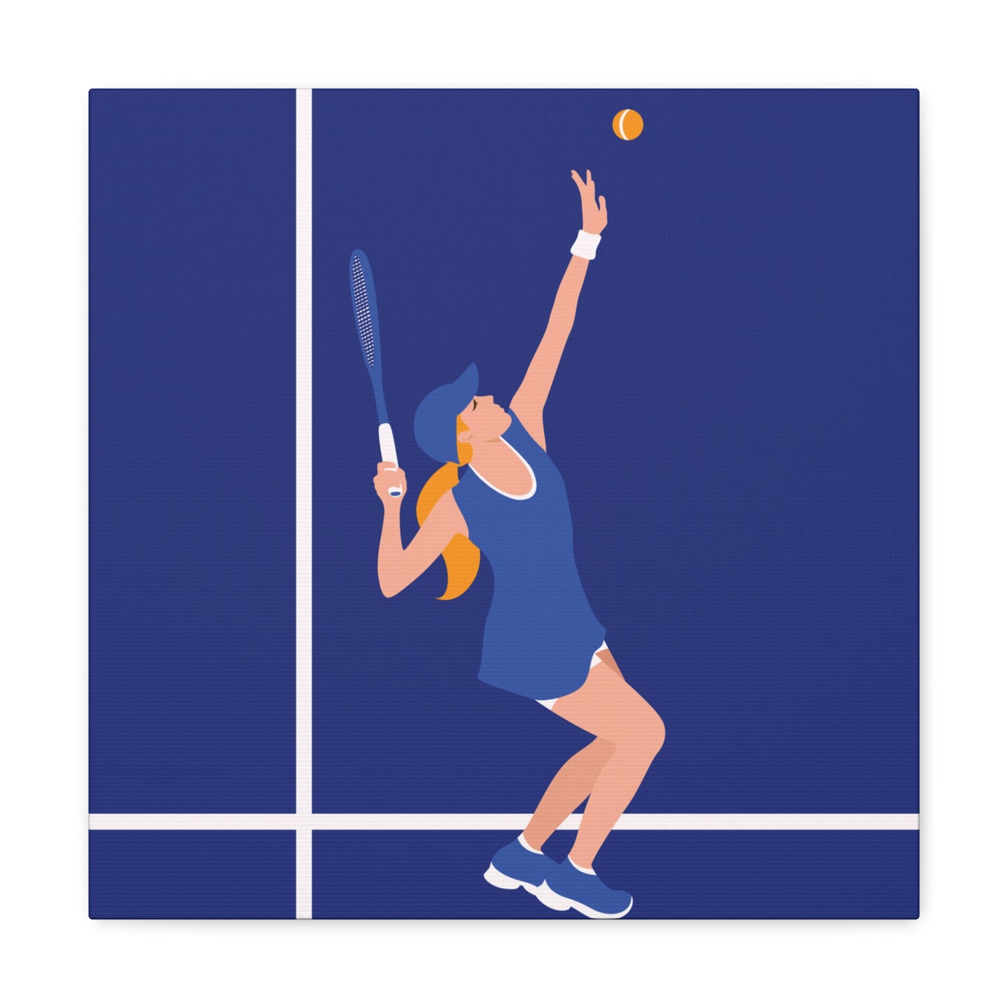 Tennis Player Blue Art Sports Team Classic Art Canvas Gallery Wraps