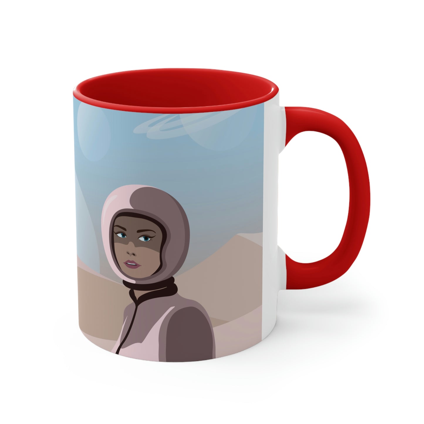 Astronaut Woman Aliens Minimal Art Aesthetic Classic Accent Coffee Mug 11oz