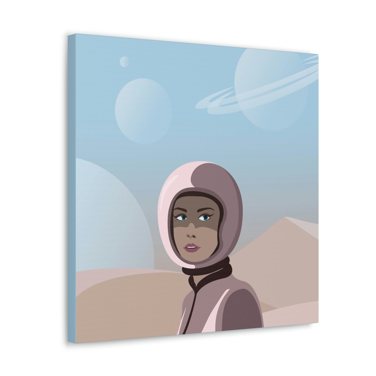 Astronaut Woman Aliens Minimal Aesthetic Classic Art Canvas Gallery Wraps