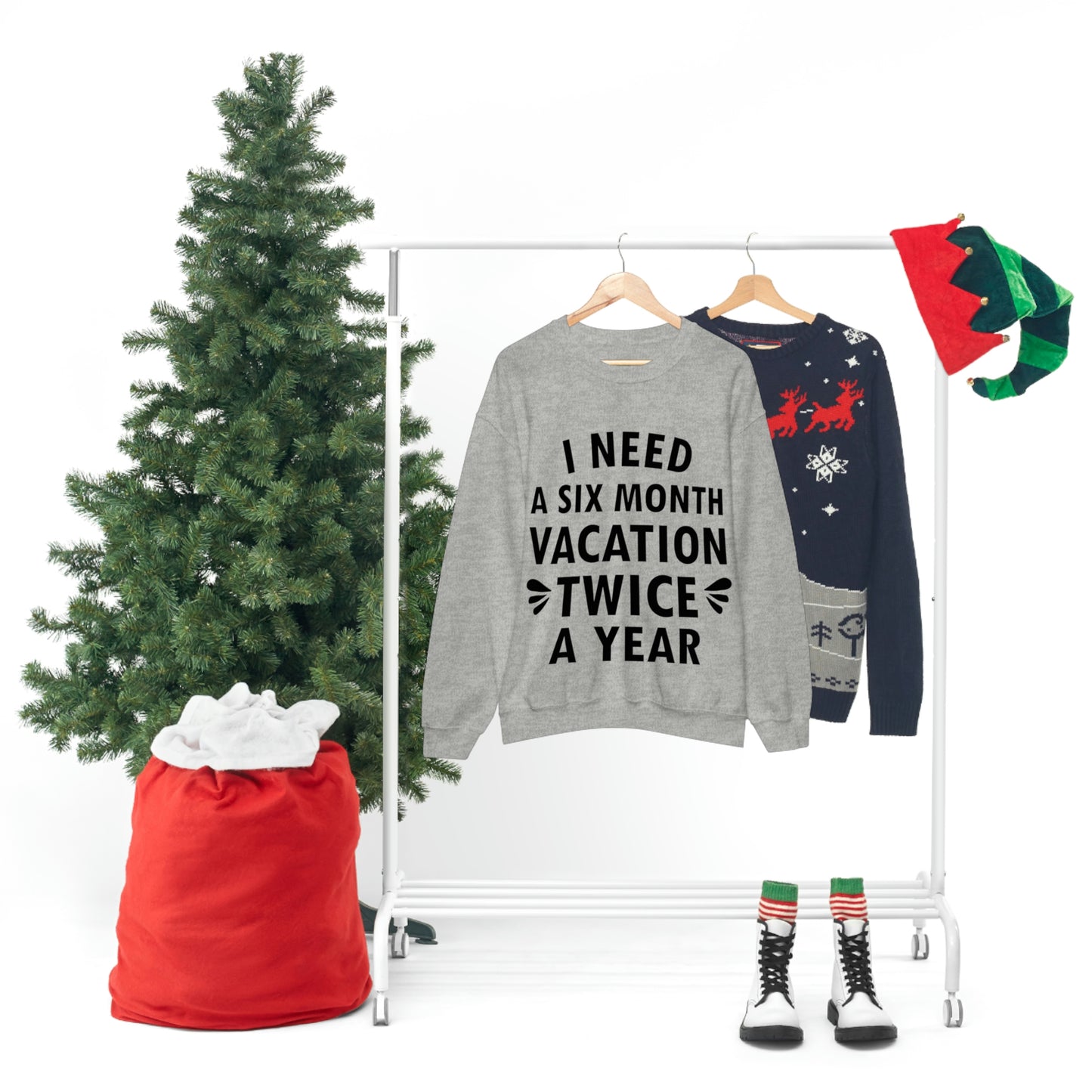 I Need Six Month Vacation Black Text Unisex Heavy Blend™ Crewneck Sweatshirt