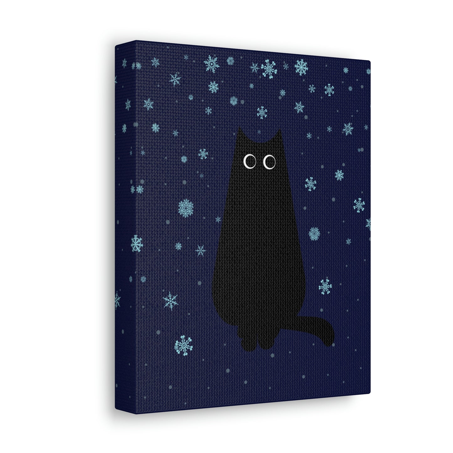 Black Cat Winter Snowflake Anime Art Classic Art Canvas Gallery Wraps