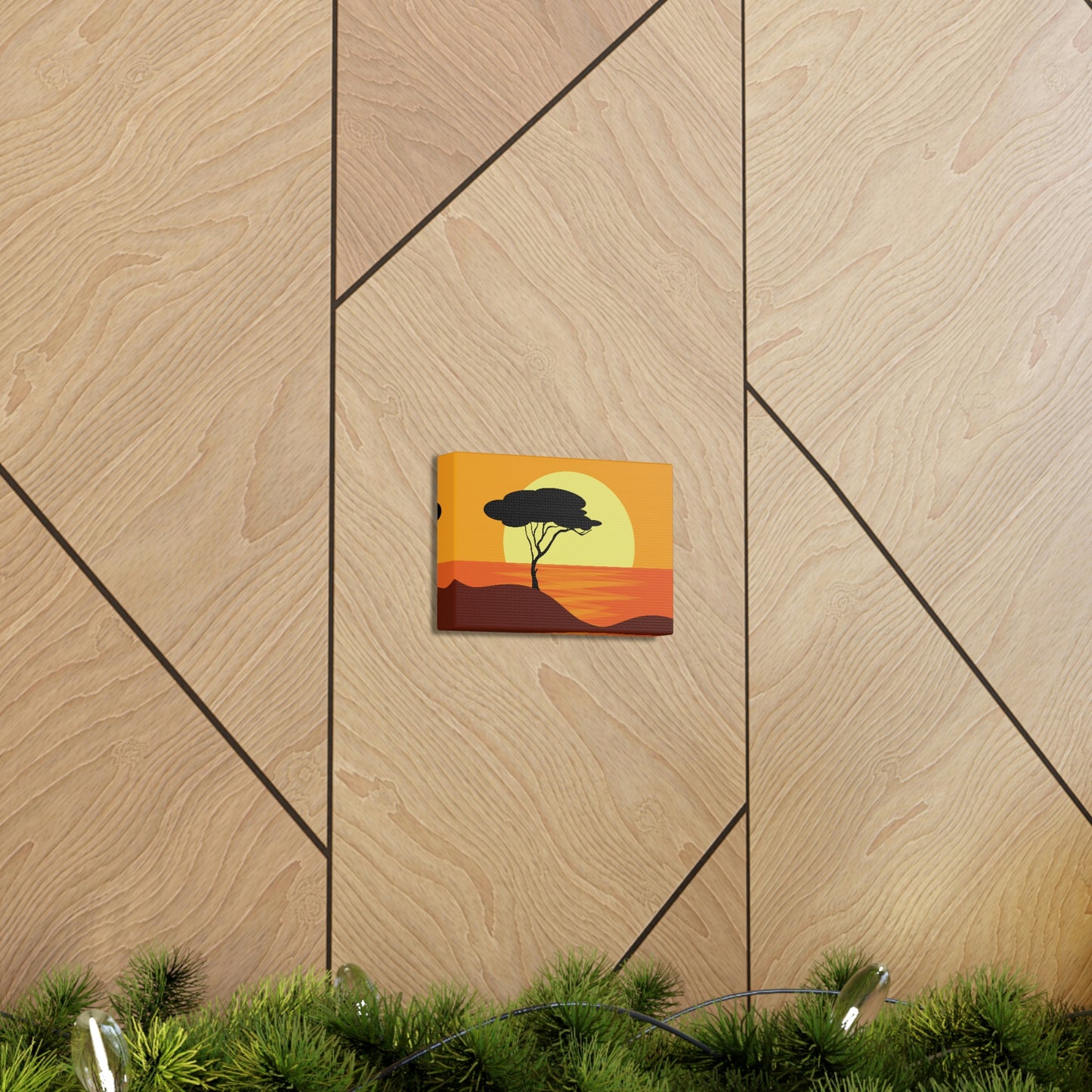 Africa Savanna Sunset Minimal Landscape View Aesthetic Classic Art Canvas Gallery Wraps