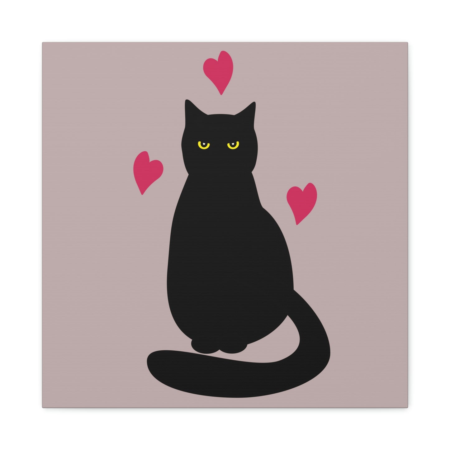 Black Cat with Heart Love Aesthetic Classic Art Canvas Gallery Wraps