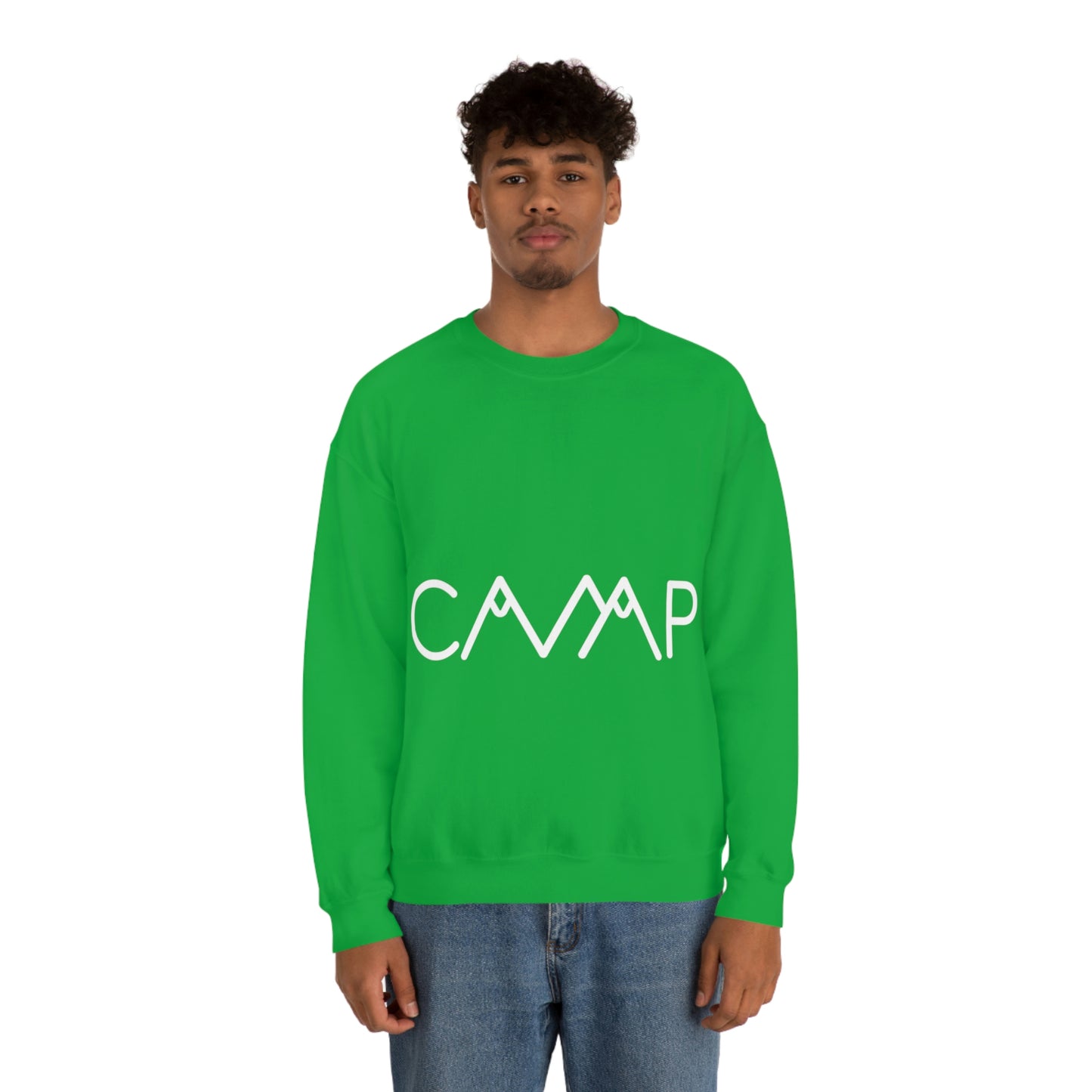 Camping Typography Minimal Art White Text Unisex Heavy Blend™ Crewneck Sweatshirt