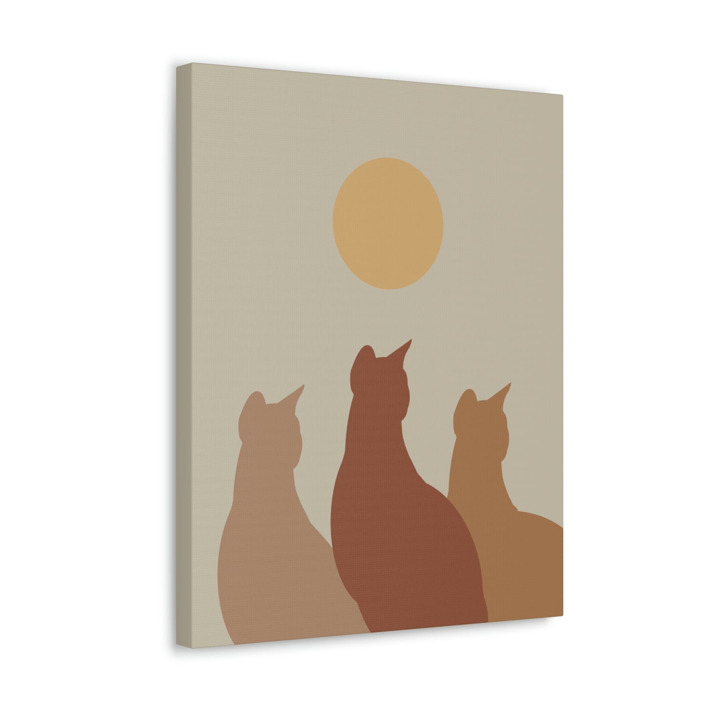 Abstract Boho Cats Relaxed Aesthetic Beige Minimalist Classic Art Canvas Gallery Wraps