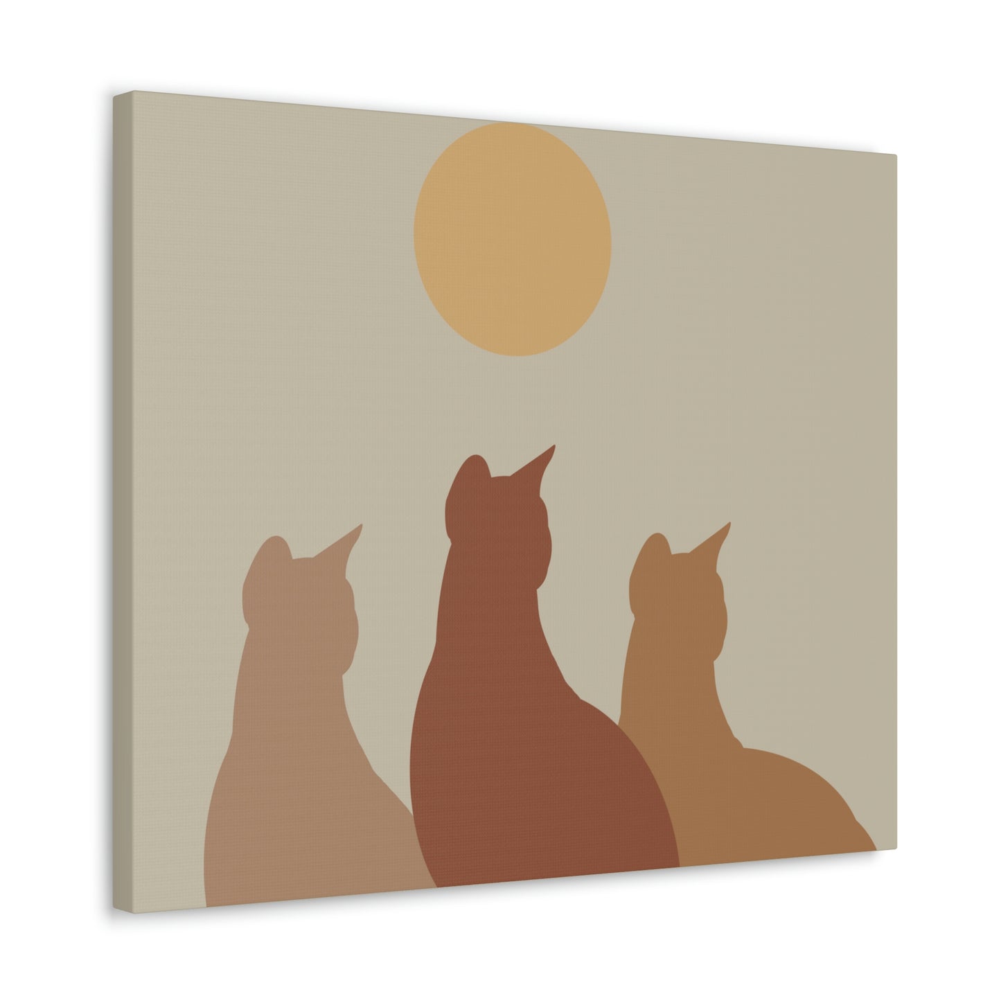 Abstract Boho Cats Relaxed Aesthetic Beige Minimalist Classic Art Canvas Gallery Wraps