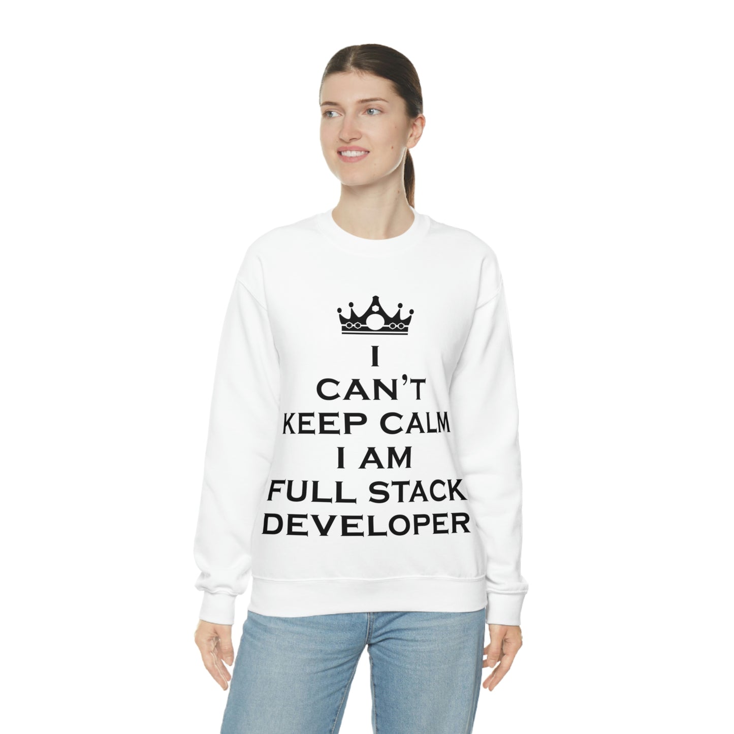 I Can`t Keep Calm I Am Full Stack Developer IT Funny Programming Unisex Heavy Blend™ Crewneck Sweatshirt