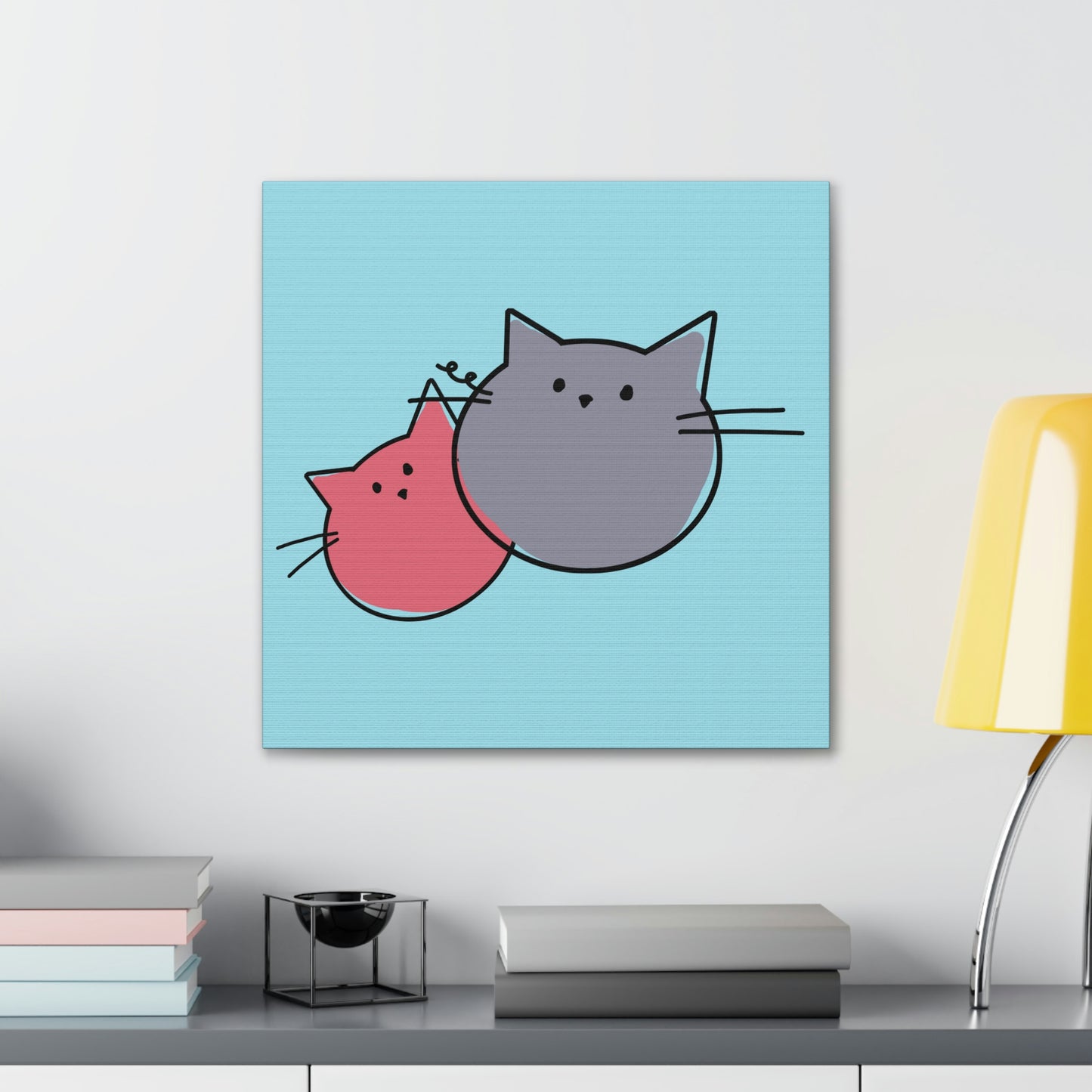 Funny Cartoon Cats Anime Meme Kawaii  Aesthetic Classic Art Canvas Gallery Wraps