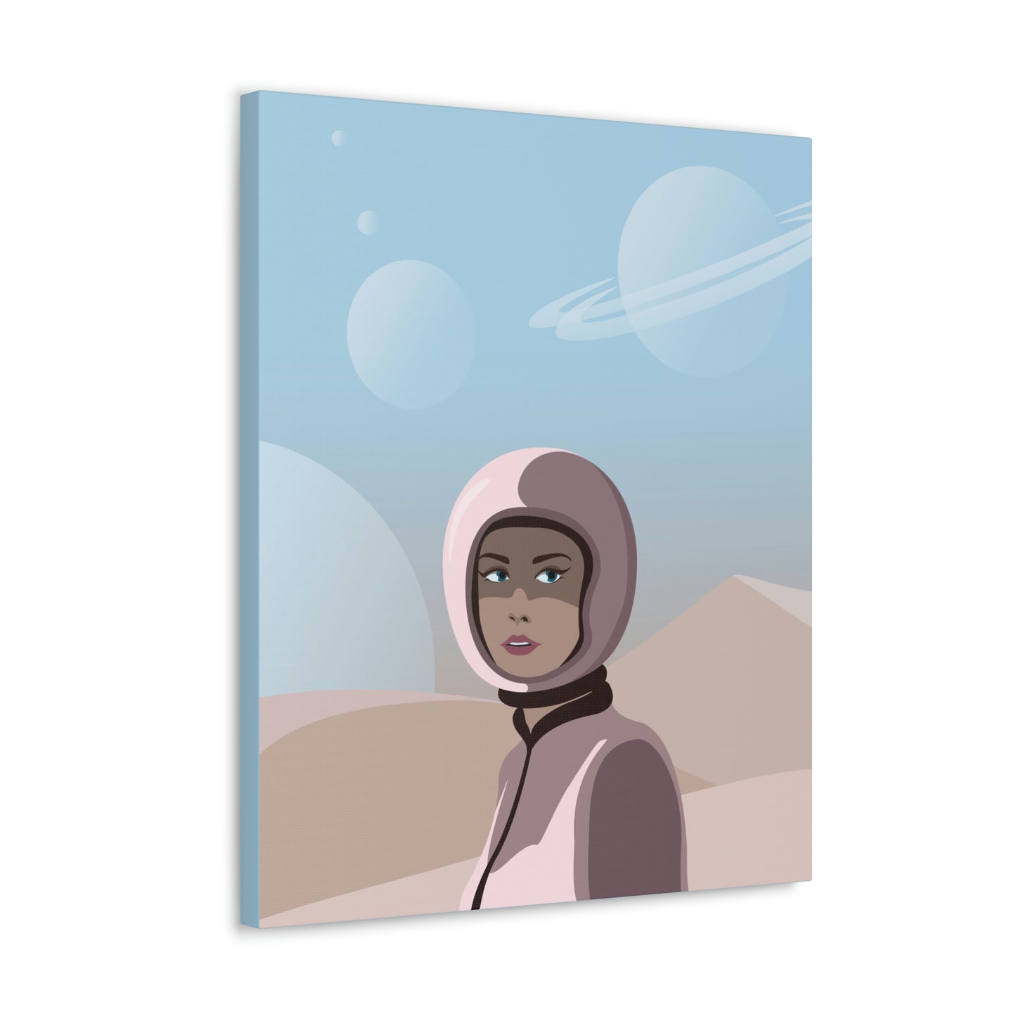 Astronaut Woman Aliens Minimal Aesthetic Classic Art Canvas Gallery Wraps