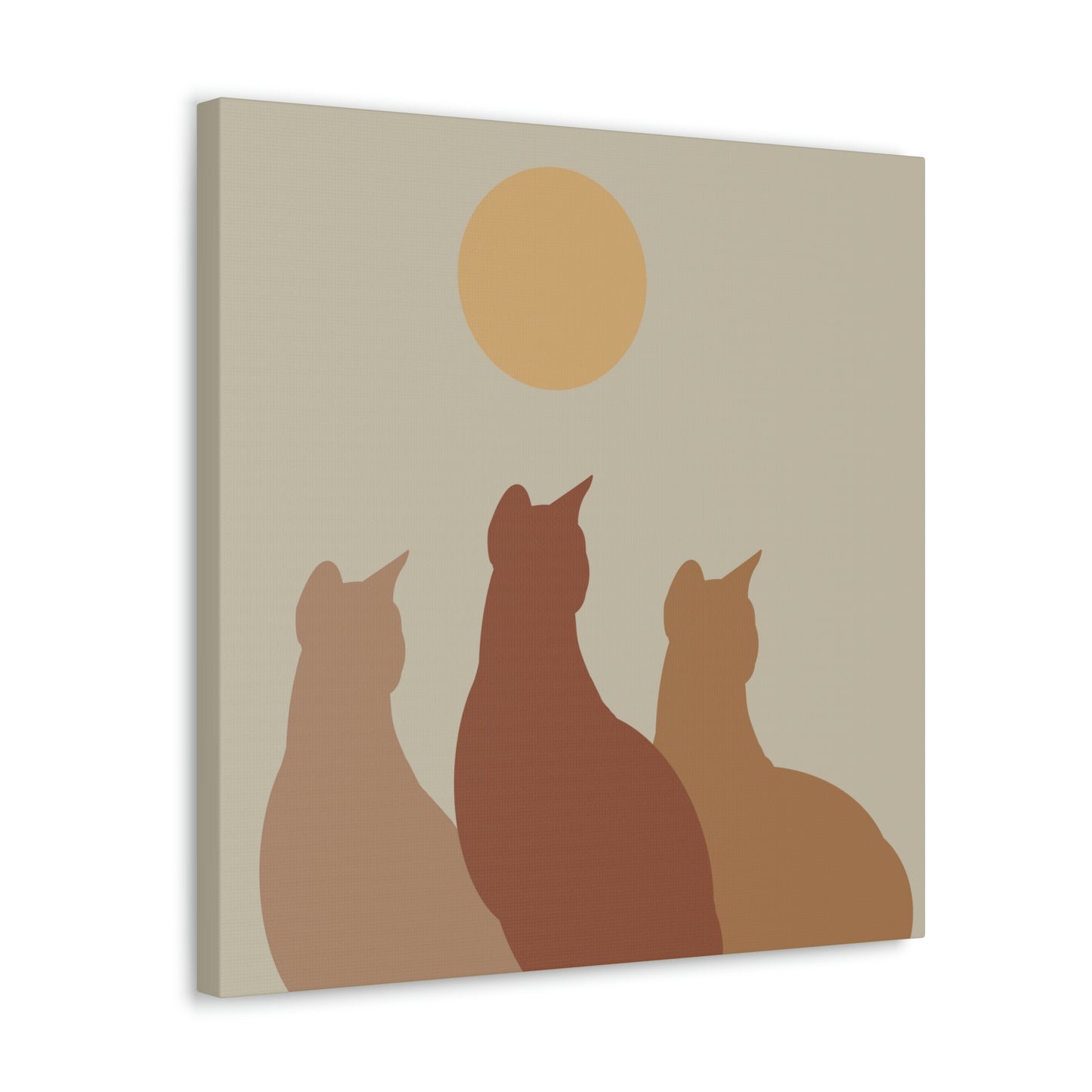 Abstract Boho Cats Relaxed Aesthetic Beige Minimalist Classic Art Canvas Gallery Wraps