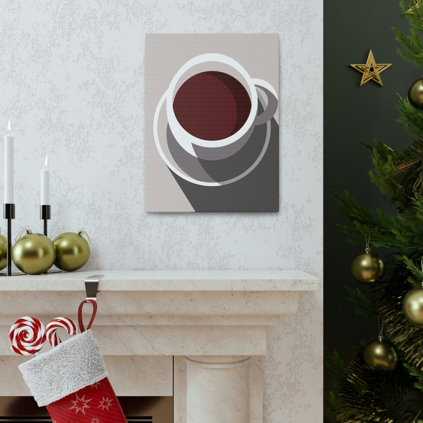 Cup Of Coffee Minimal Art Aesthetic Beige Aesthetic Classic Art Canvas Gallery Wraps