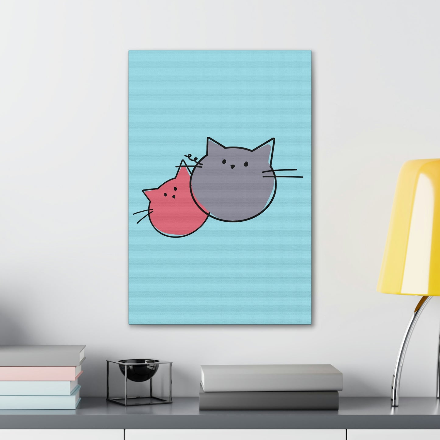 Funny Cartoon Cats Anime Meme Kawaii  Aesthetic Classic Art Canvas Gallery Wraps