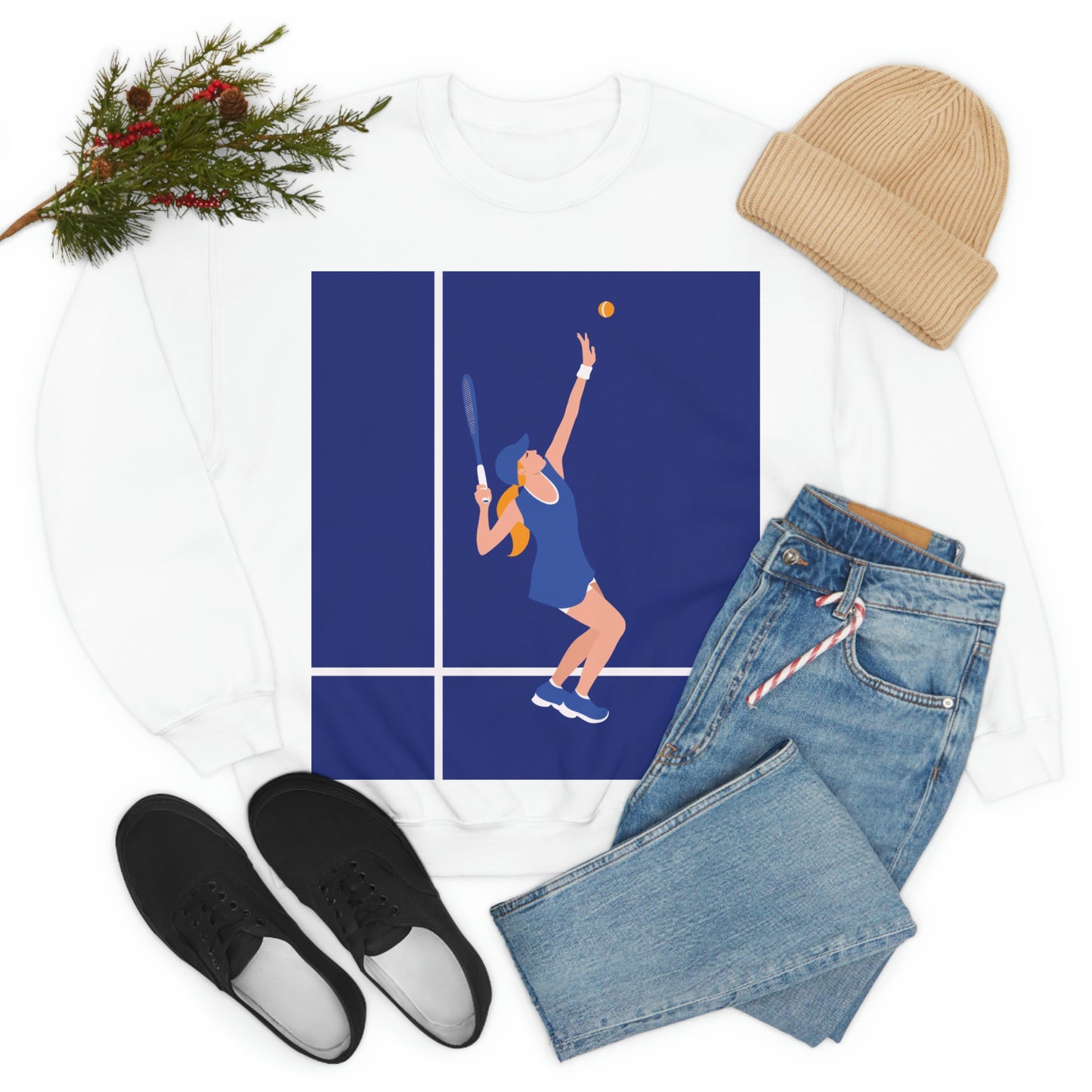 Tennis Player Blue Art Sports Team Unisex Heavy Blend™ Crewneck Sweatshirt