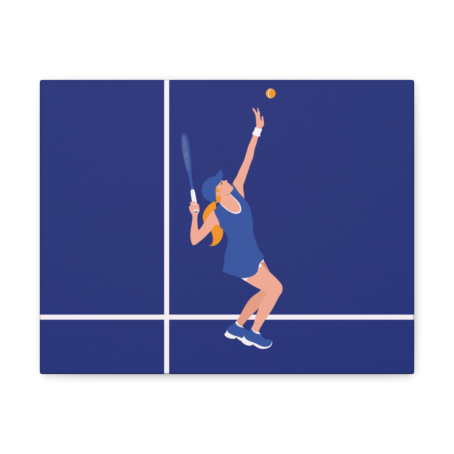 Tennis Player Blue Art Sports Team Classic Art Canvas Gallery Wraps