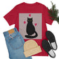 Black Cat with Heart Love Unisex Jersey Short Sleeve T-Shirt