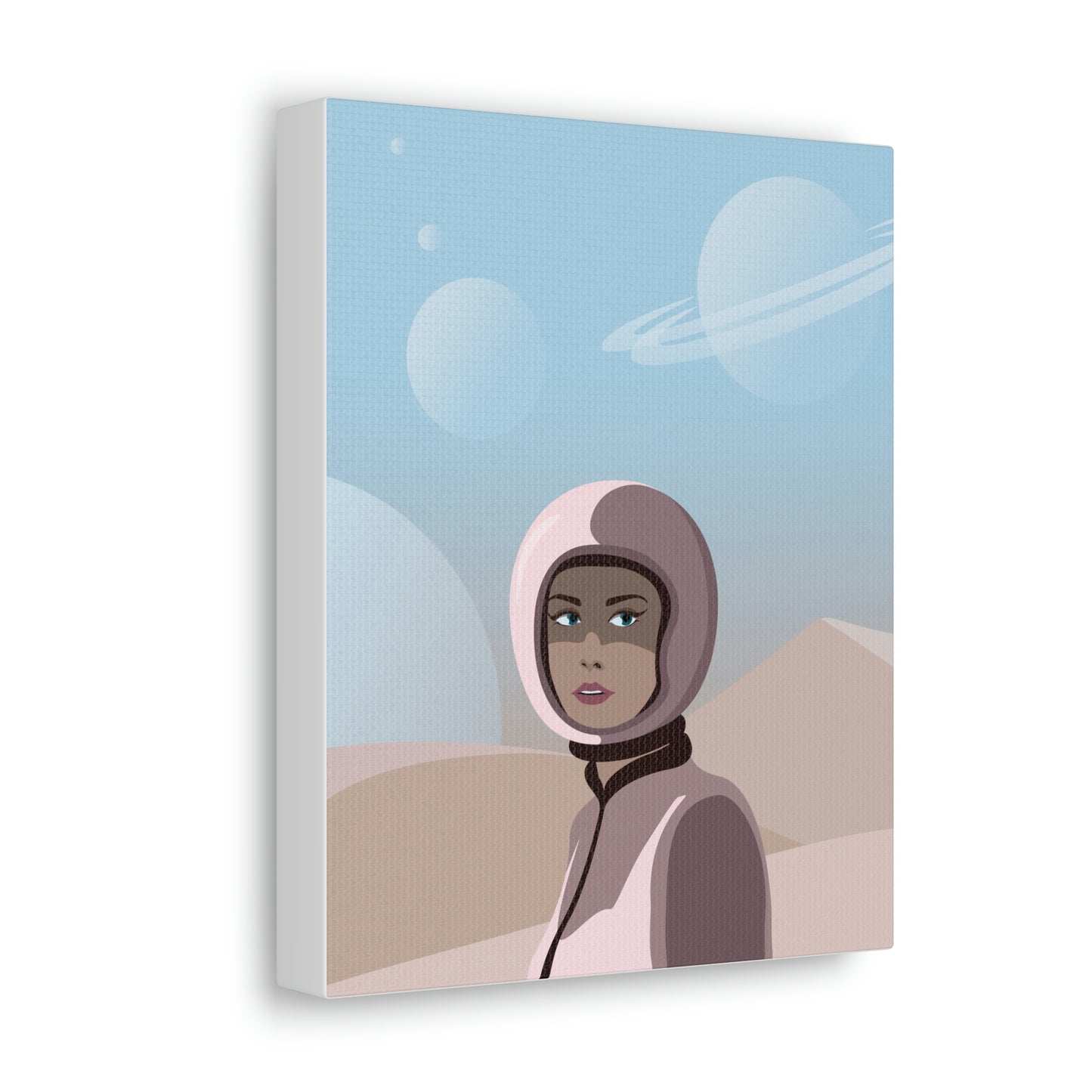 Astronaut Woman Aliens Minimal Aesthetic Classic Art Canvas Gallery Wraps